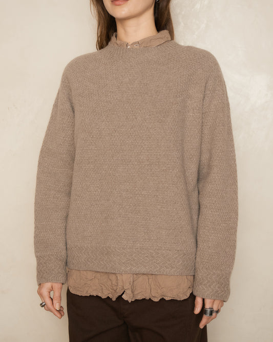 Greige Knit Crew Neck Pullover