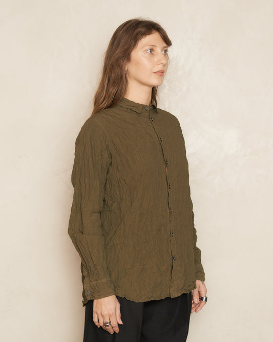 Khaki Classic Crinkle Blouse