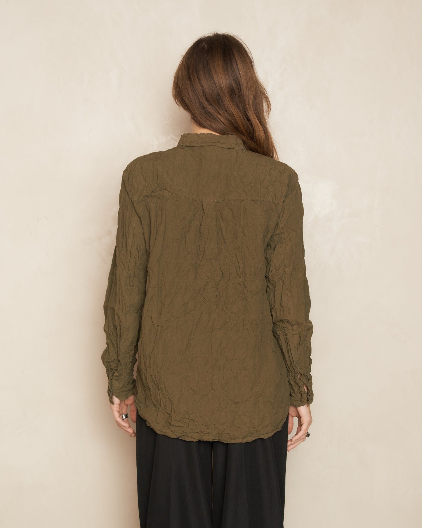 Khaki Classic Crinkle Blouse