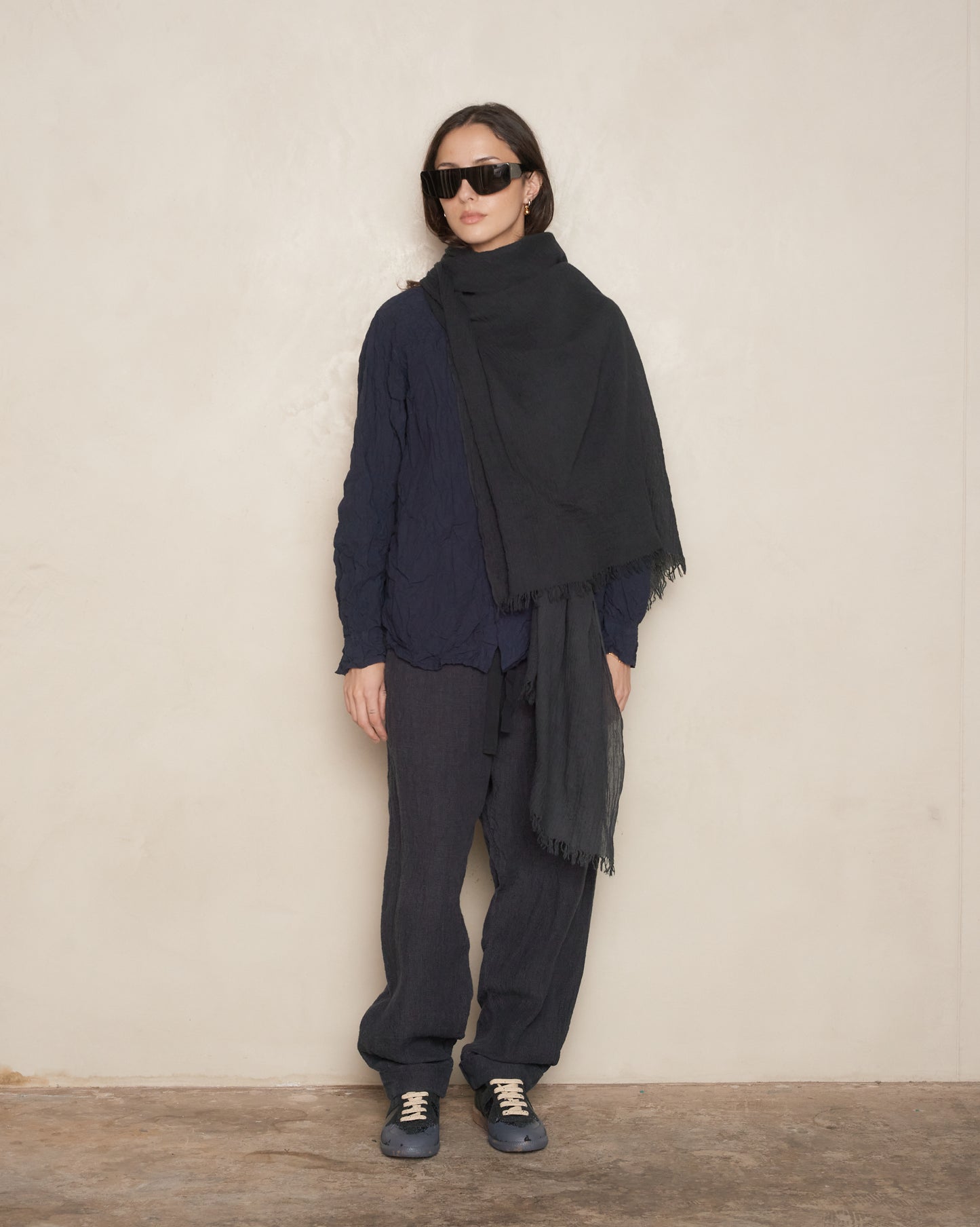 Soft Black Linen Stole