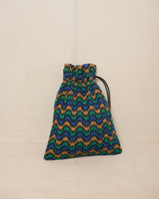 Blue Stripe Wave Pleats Bag