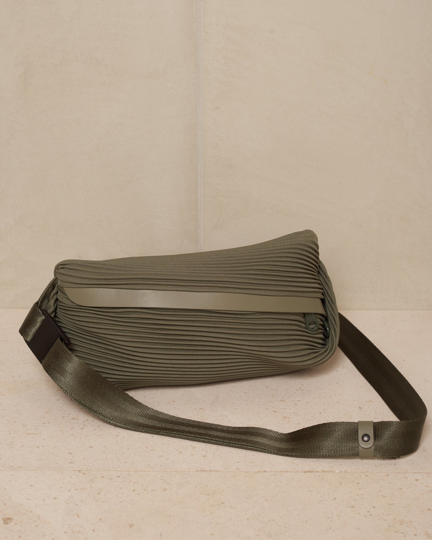 Steel Green Easy Bias Pleats Waistbag