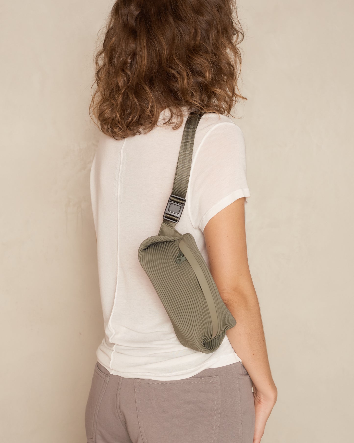 Steel Green Easy Bias Pleats Waistbag