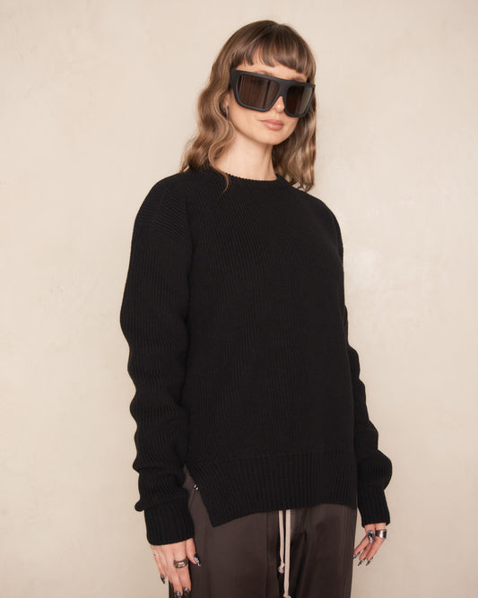 Black Knitted Round Neck Jumper