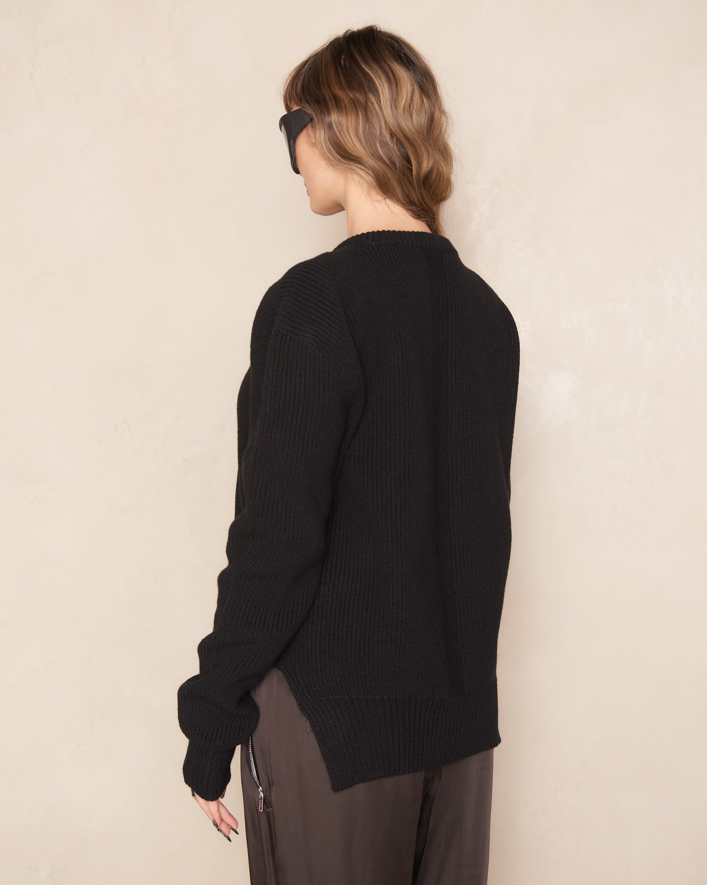 Black Knitted Round Neck Jumper