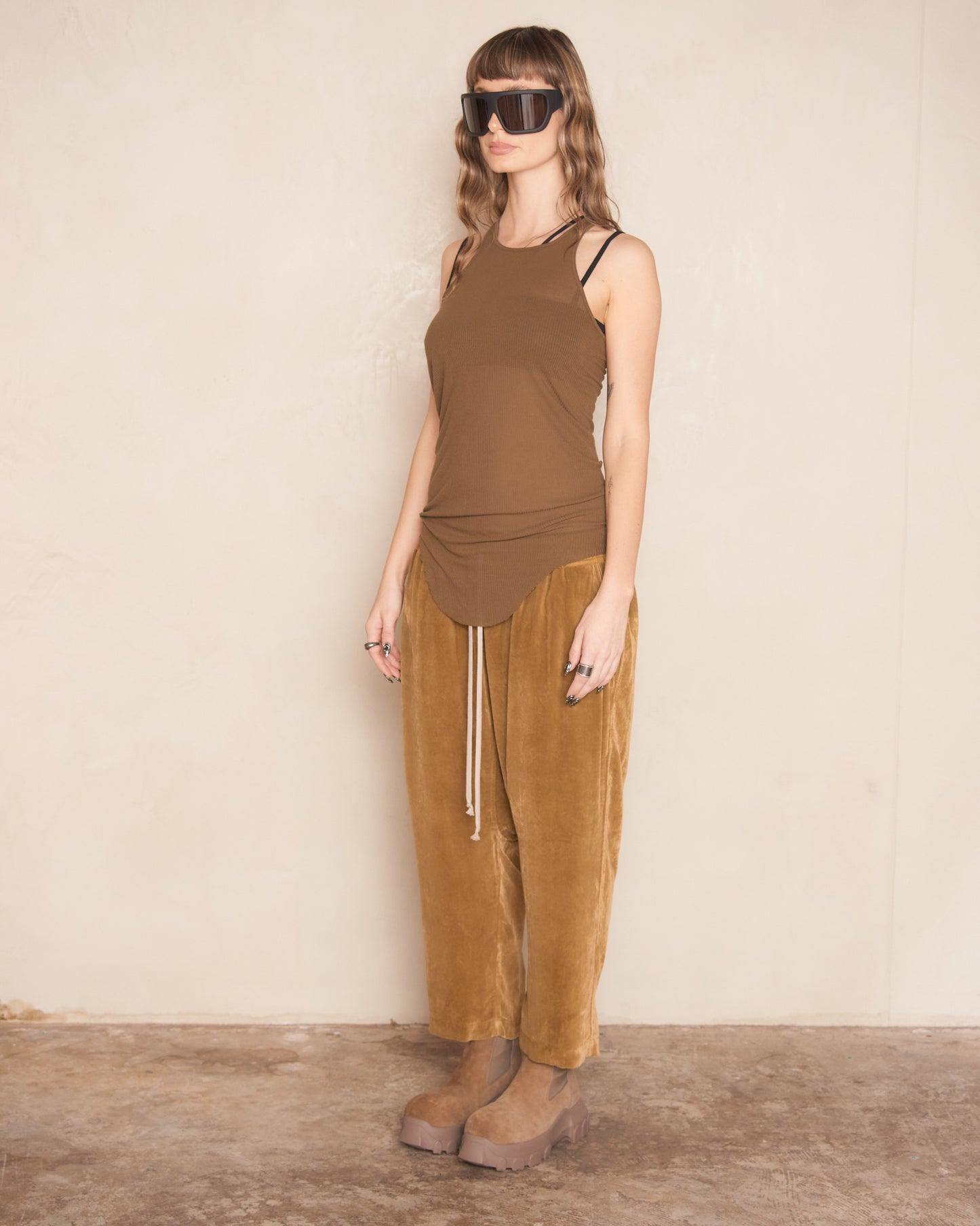 Honey Drawstring Cropped Trousers