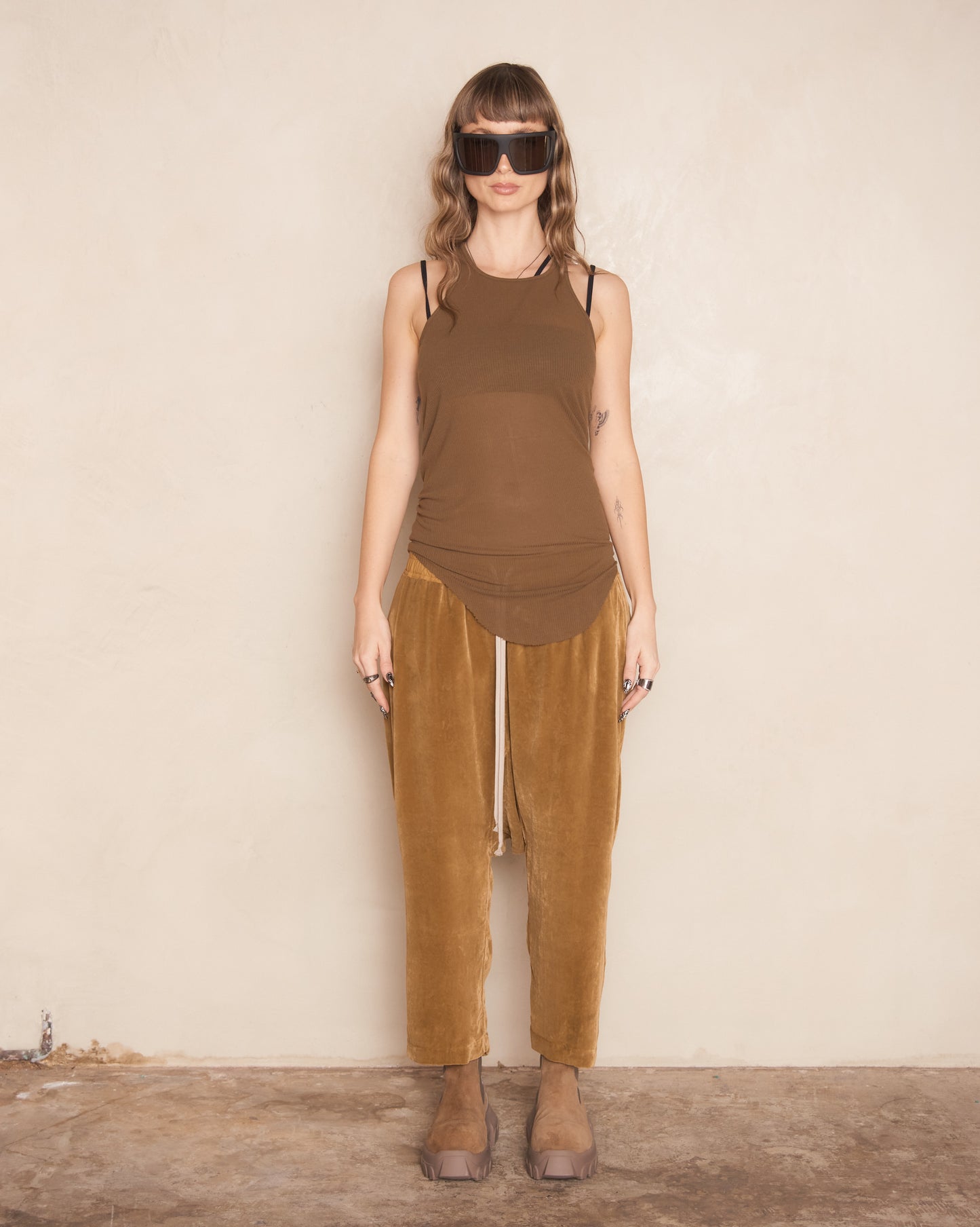 Honey Drawstring Cropped Trousers