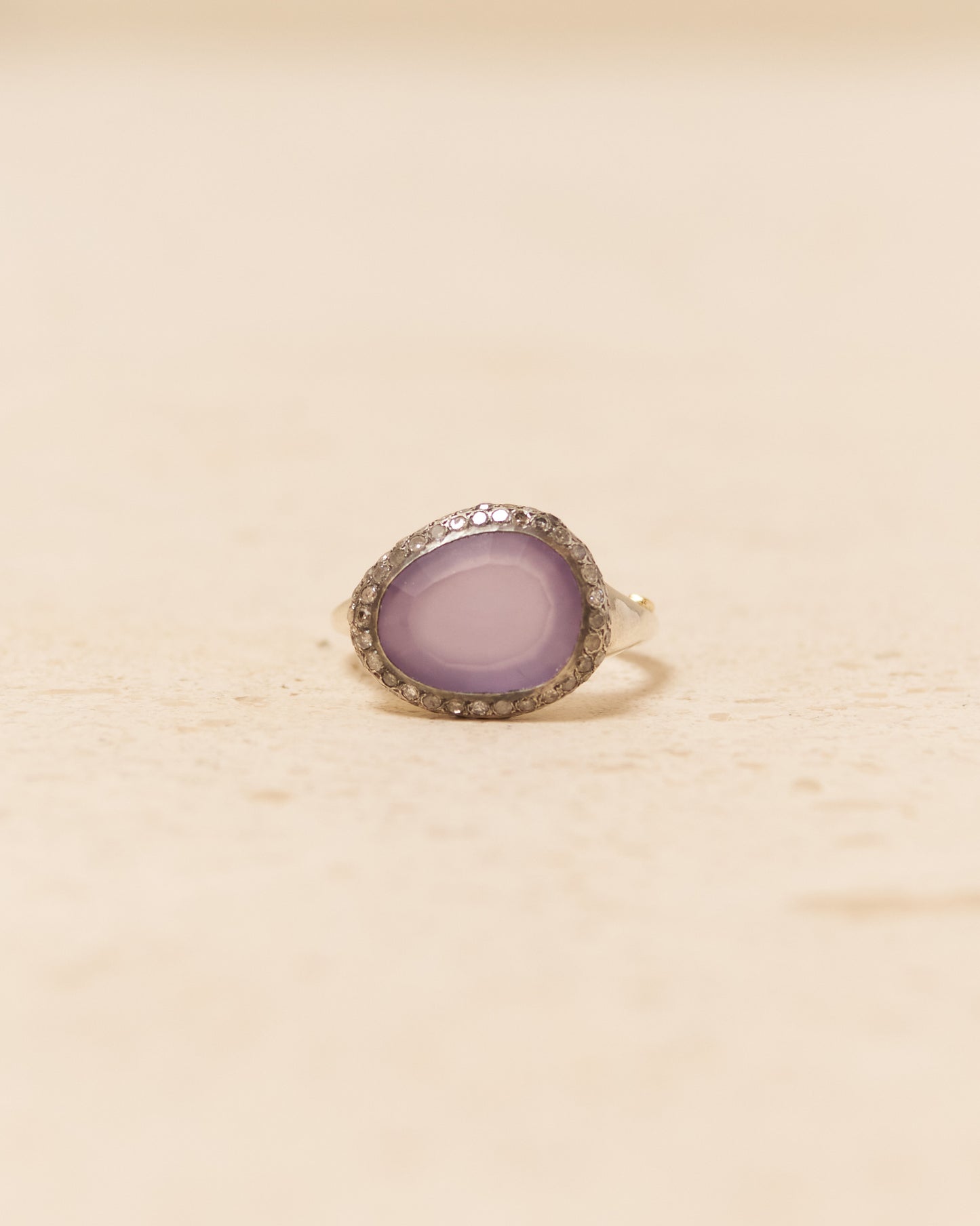 Olax Icy Grey Diamond Amethyst Ring