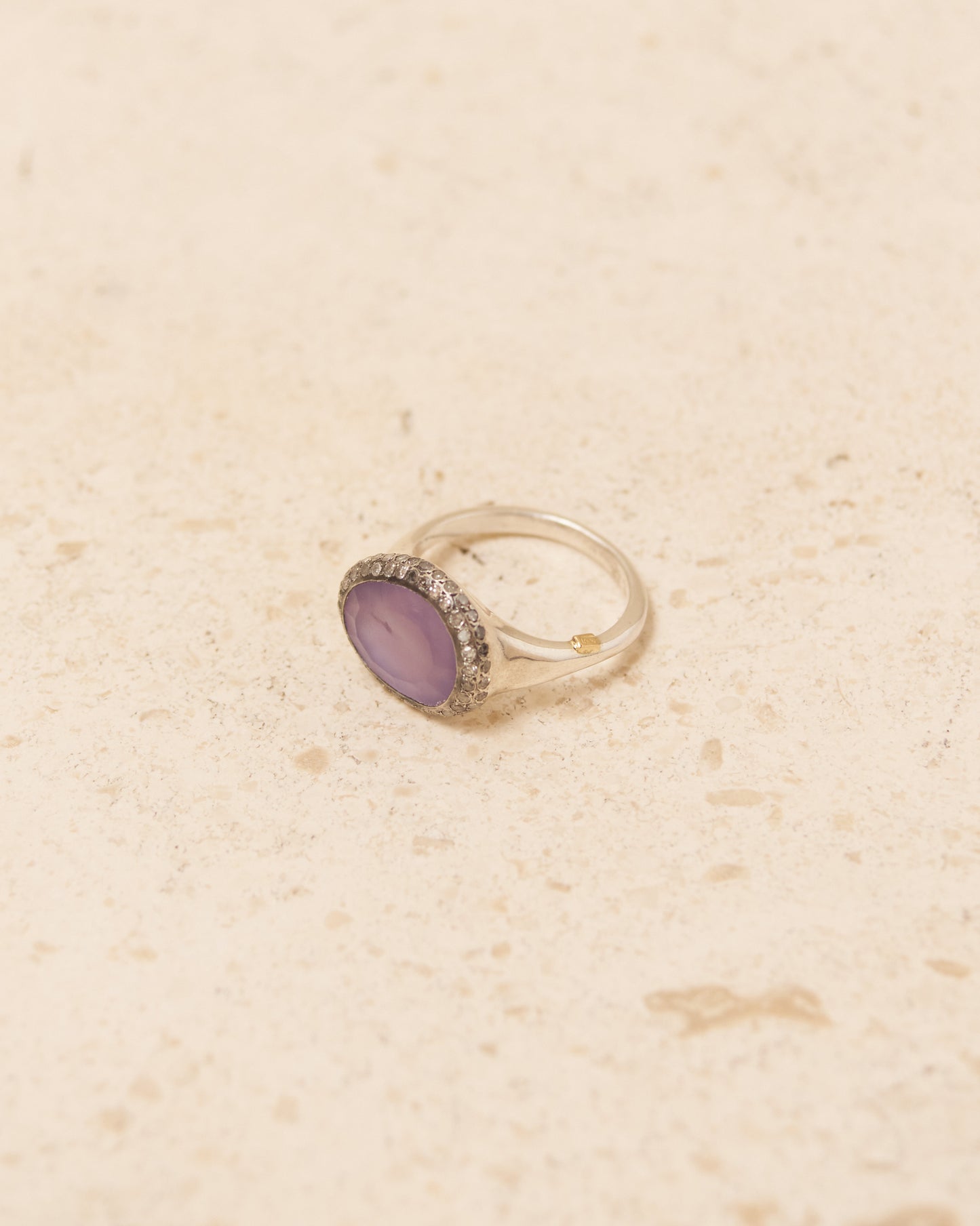 Olax Icy Grey Diamond Amethyst Ring