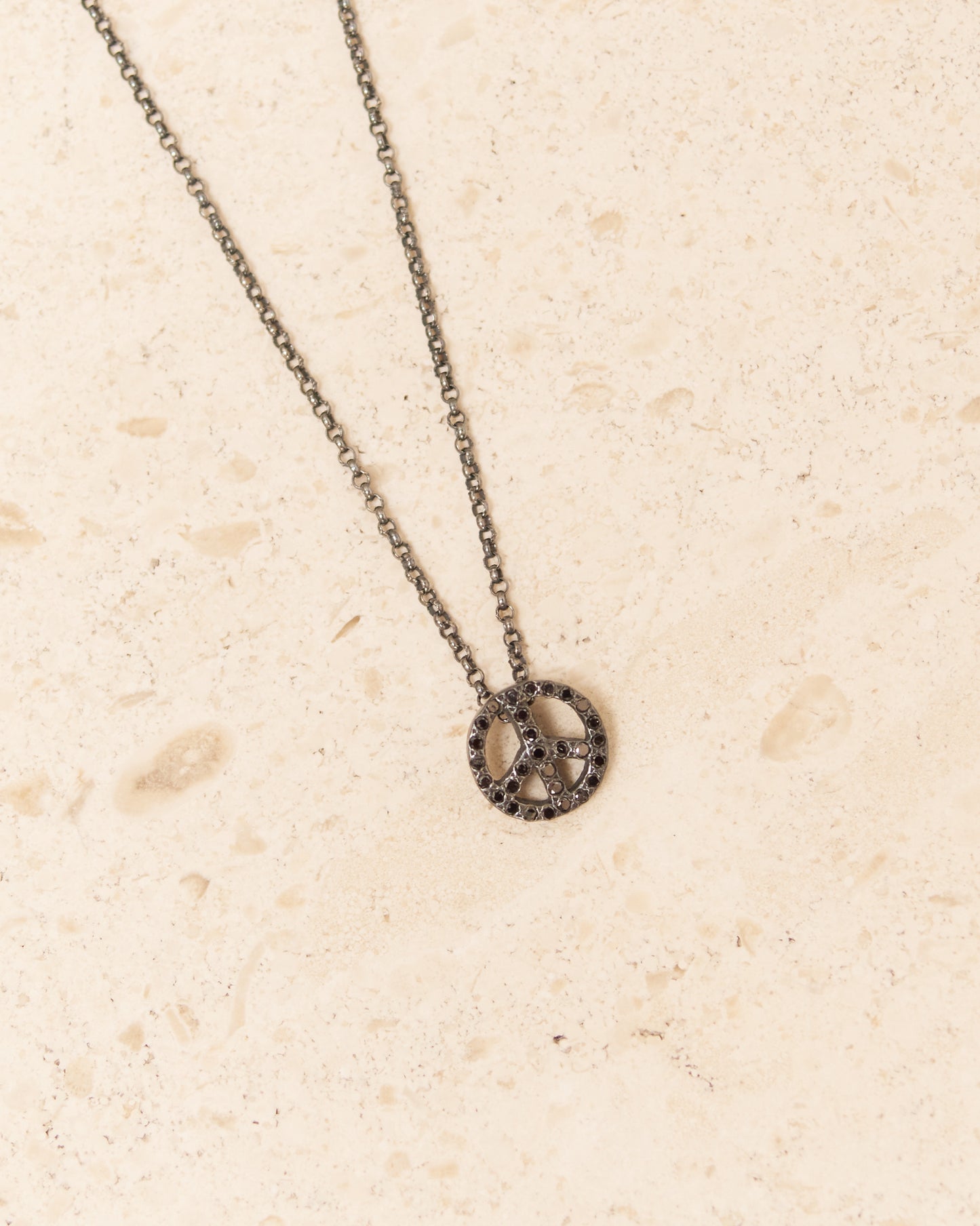 Pe Peace & Love Black Diamond Necklace