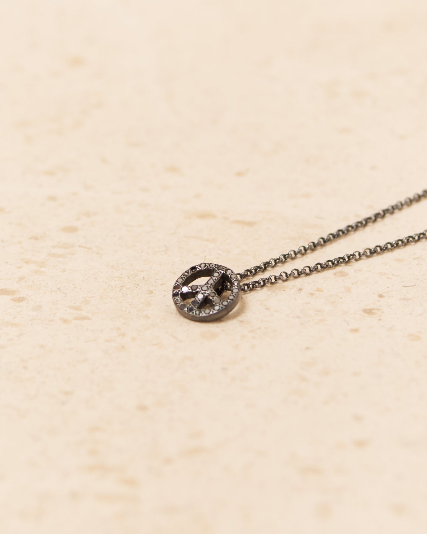 Pe Peace & Love Black Diamond Necklace