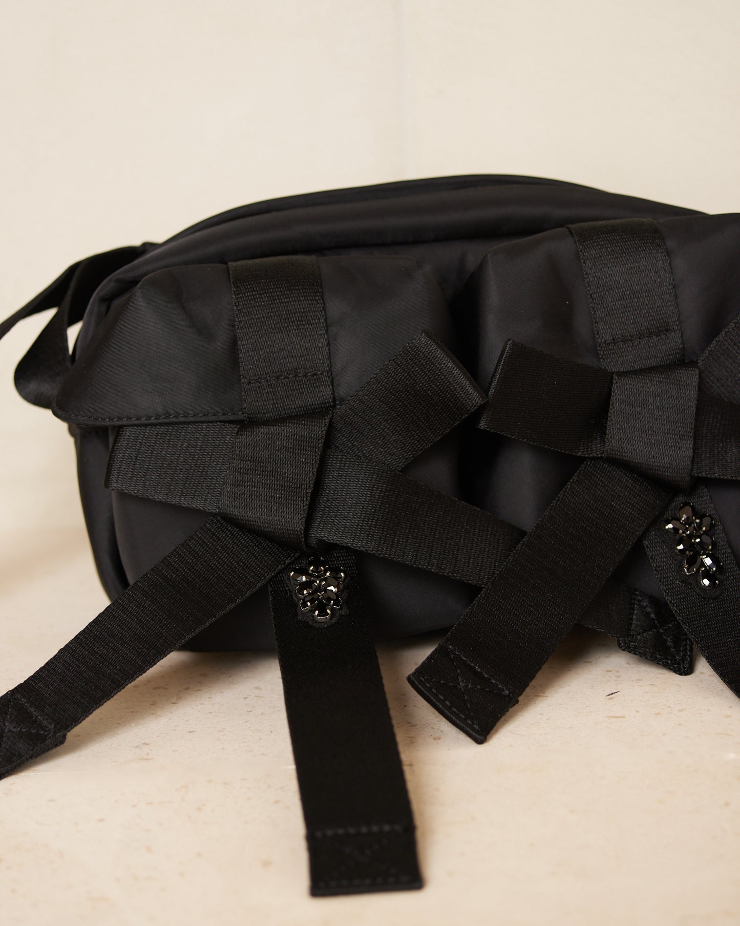 Black Beaded Classic Bow Crossbody Bag