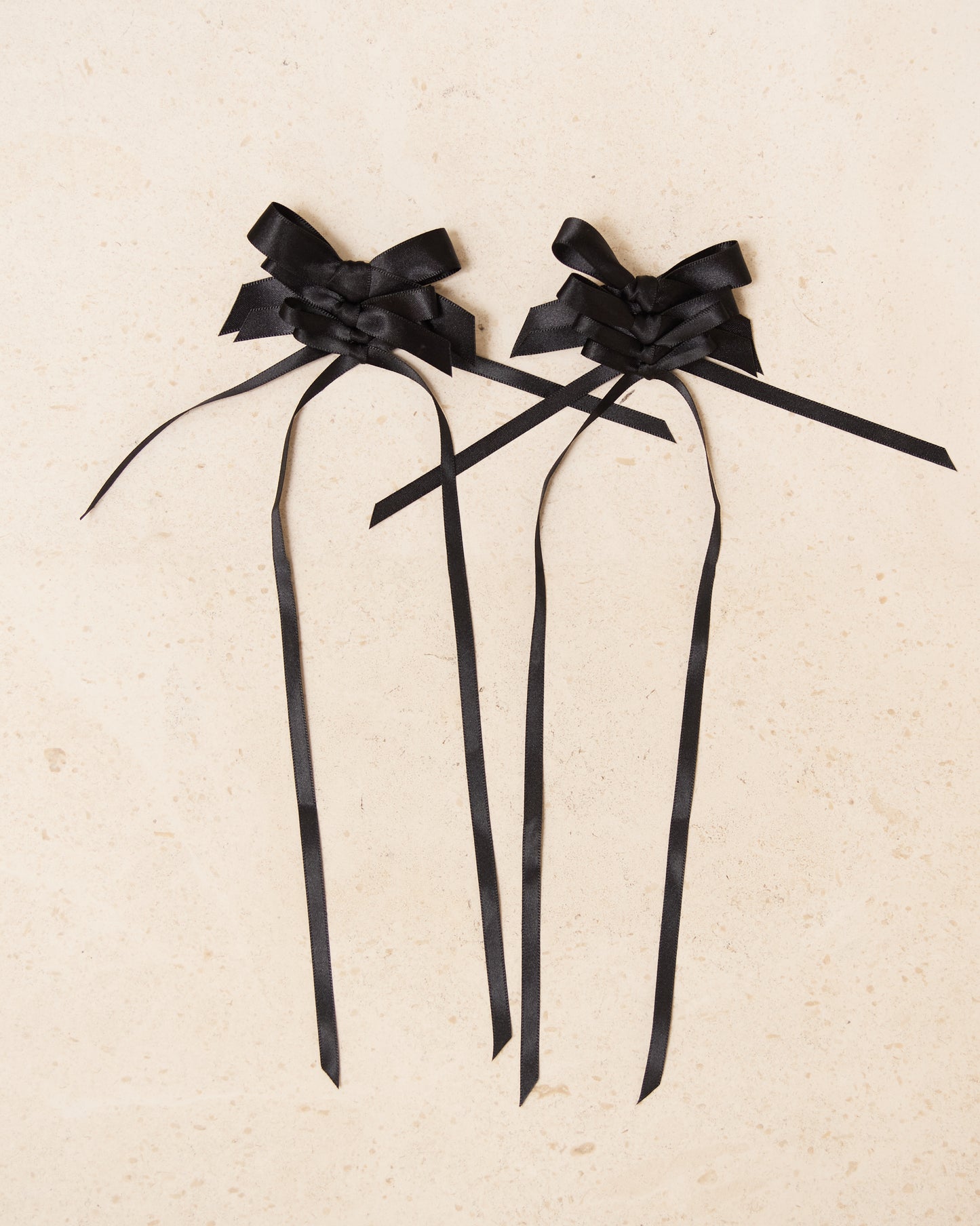 Black Satin Rosette Bow Earrings