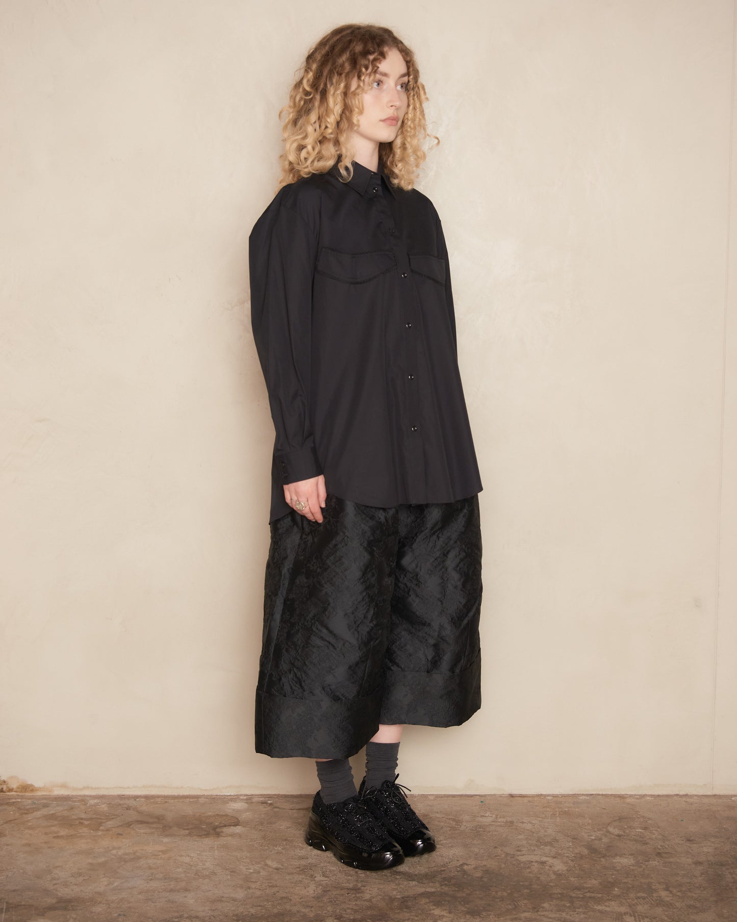 Black Sculpted Wide Leg Trousers