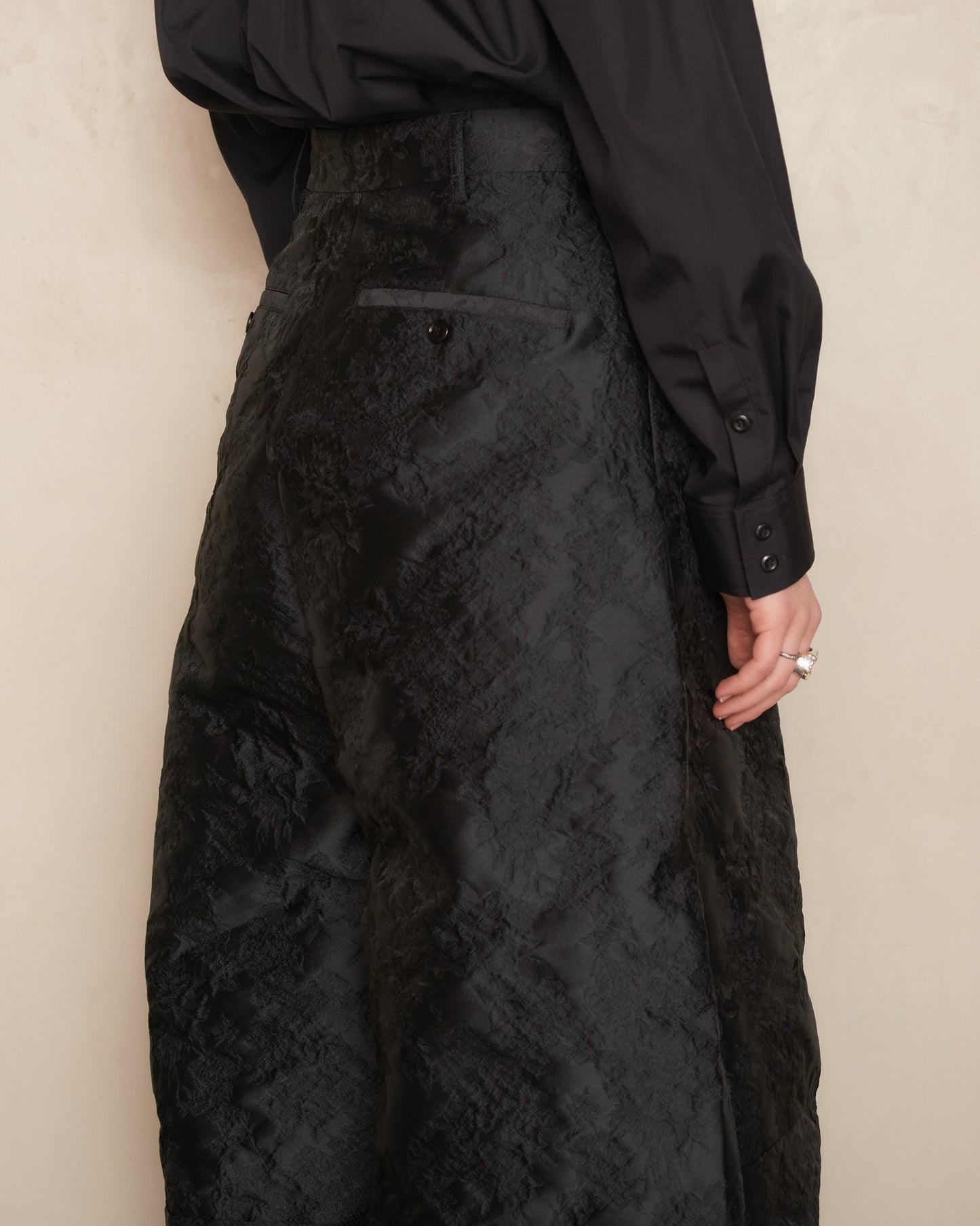 Black Sculpted Wide Leg Trousers