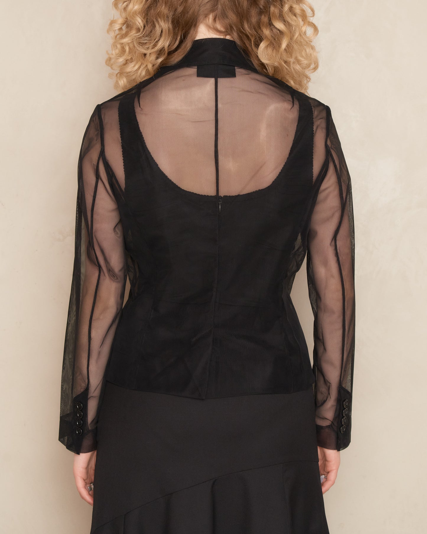 Black Tulle Fitted Bust Detail Jacket