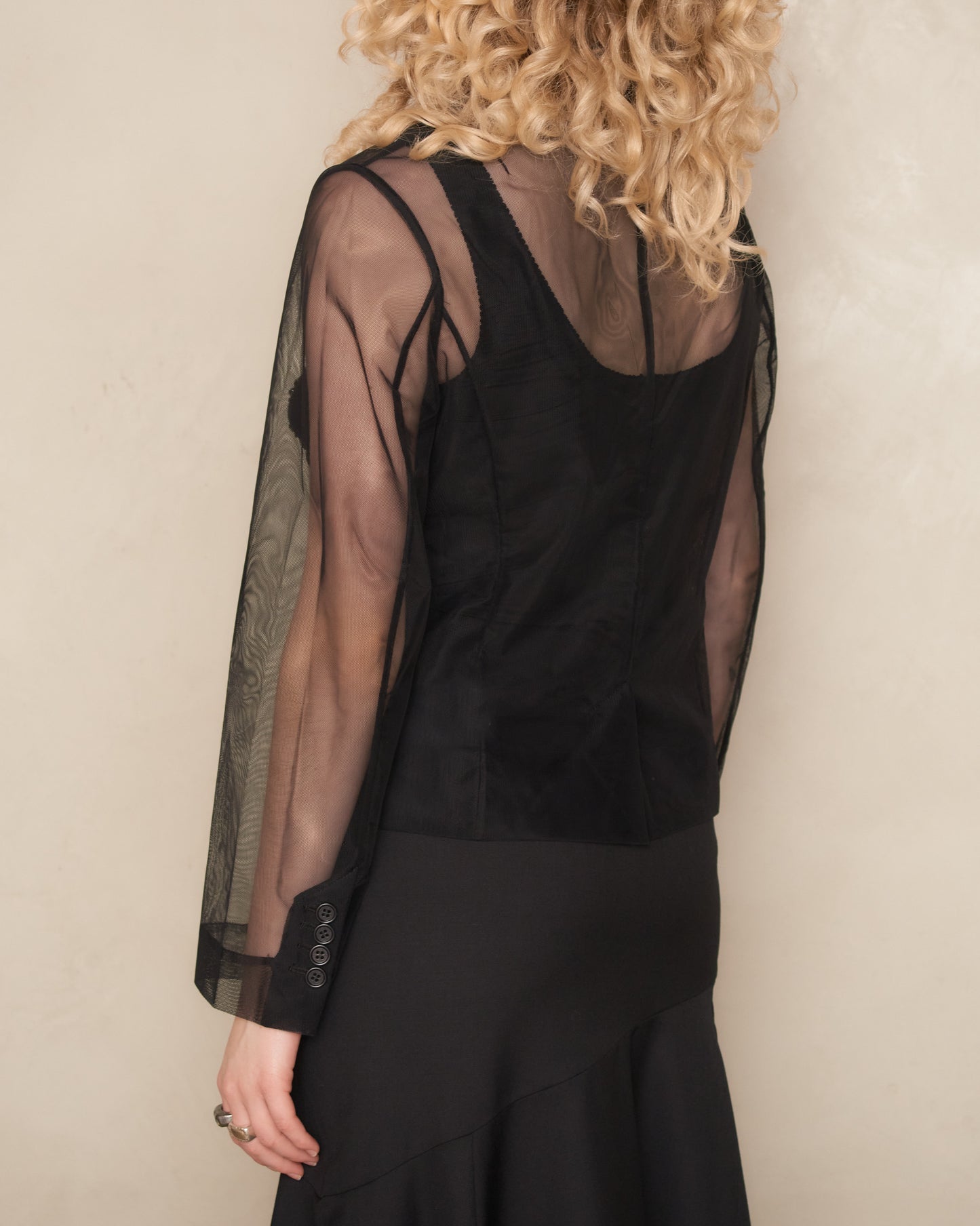 Black Tulle Fitted Bust Detail Jacket