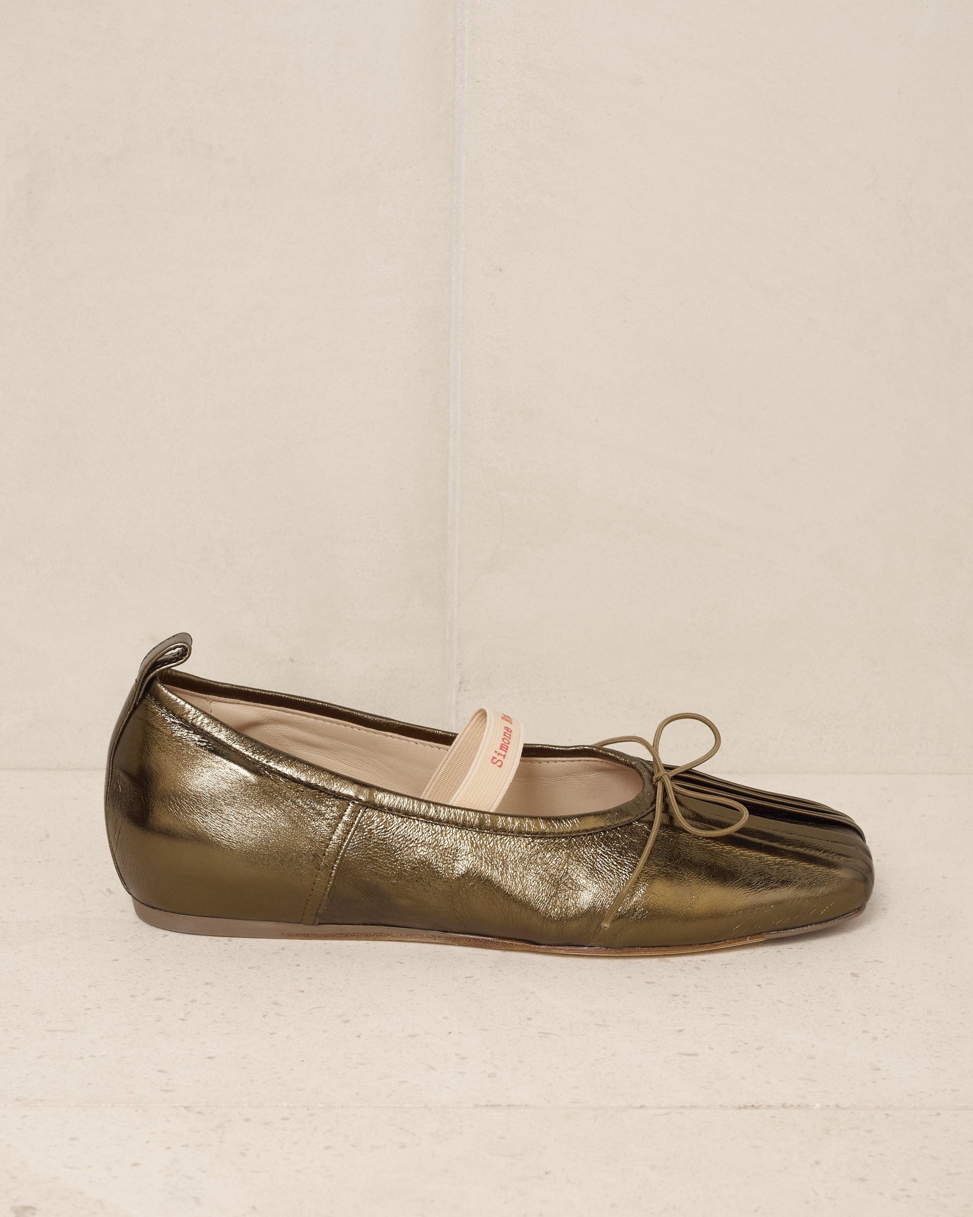 simone rocha metallic olive ballerina shoe