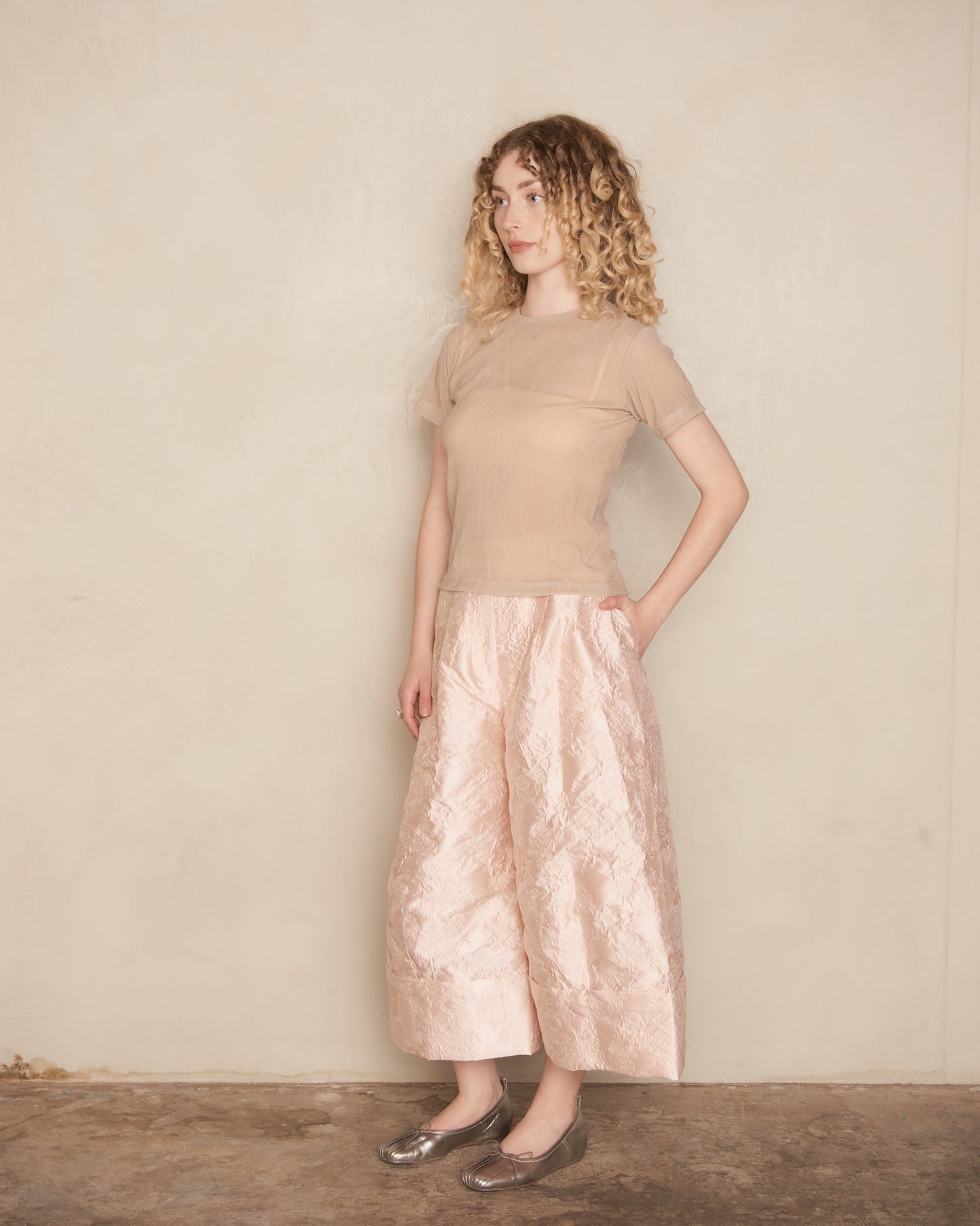 Rose Sculpted Wide Leg Trousers