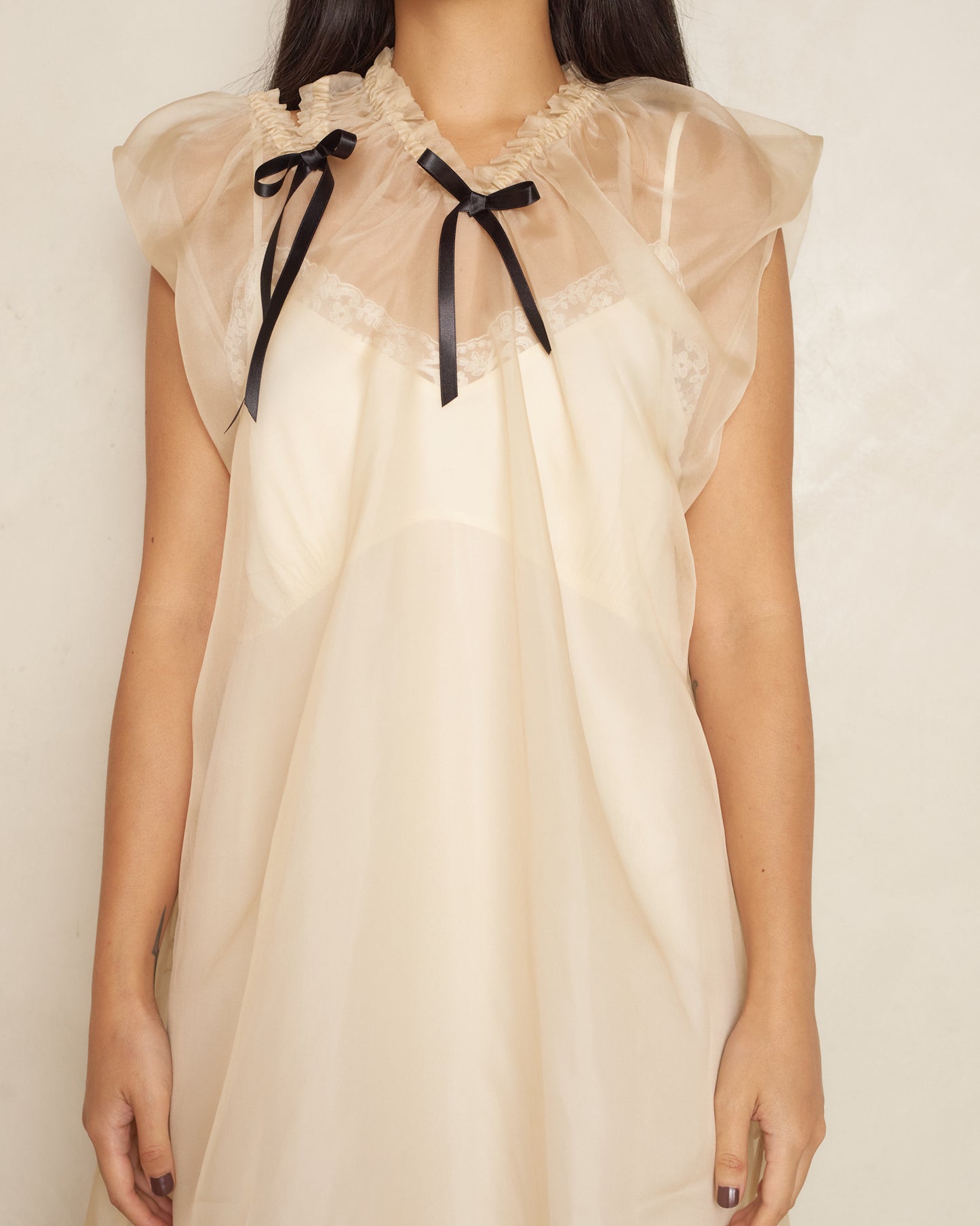 Biscuit Silk Organza Midi Dress