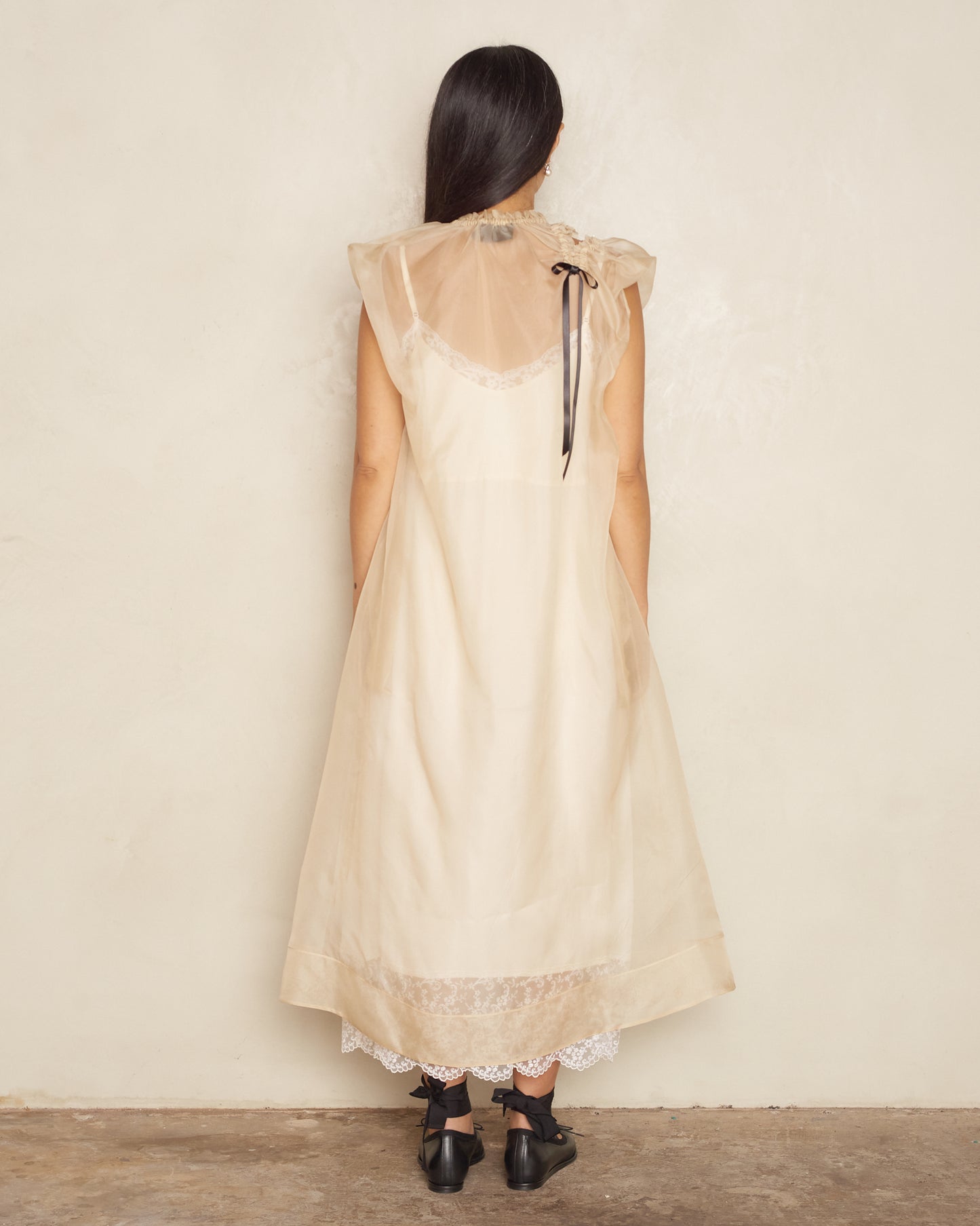 Biscuit Silk Organza Midi Dress