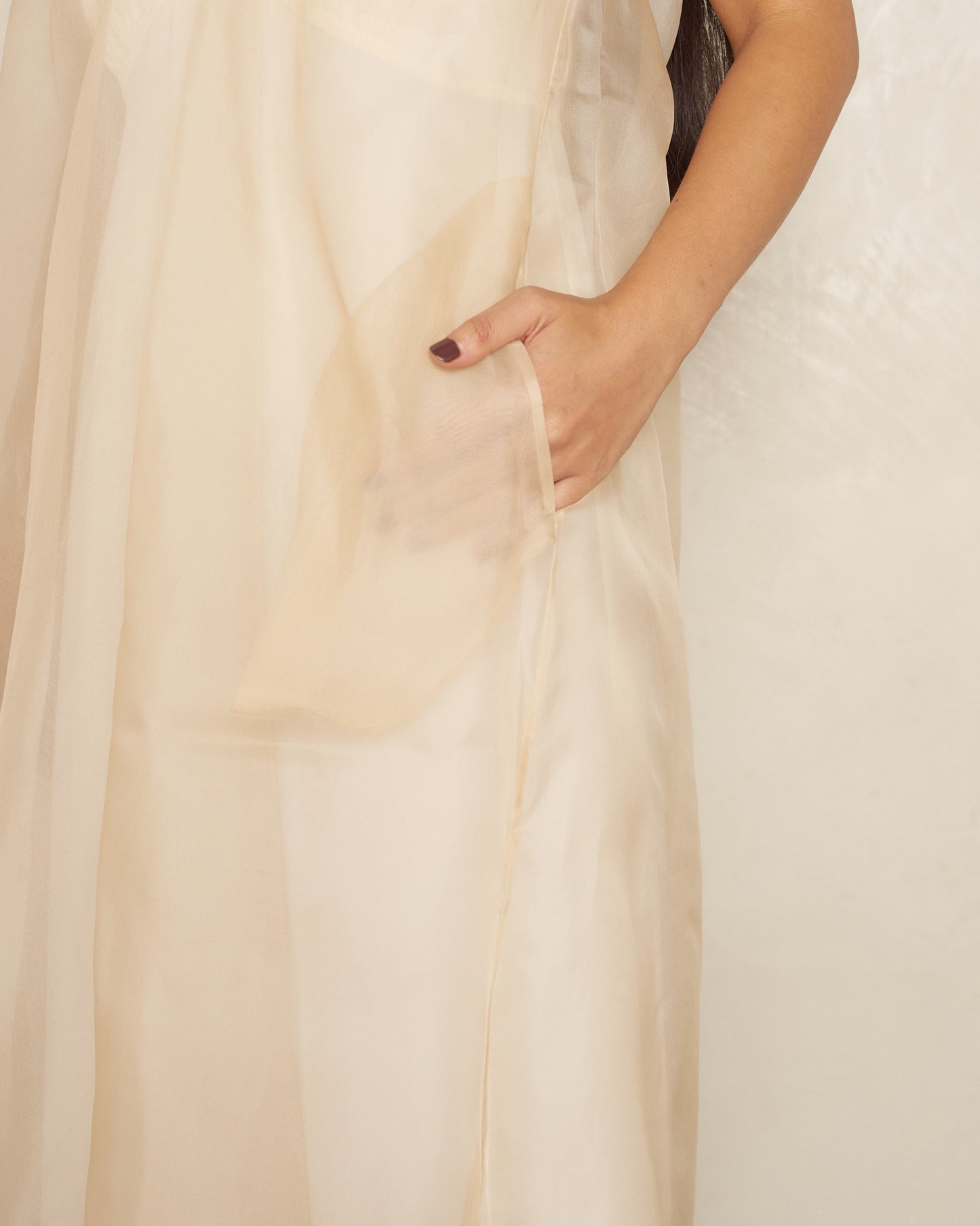 Biscuit Silk Organza Midi Dress