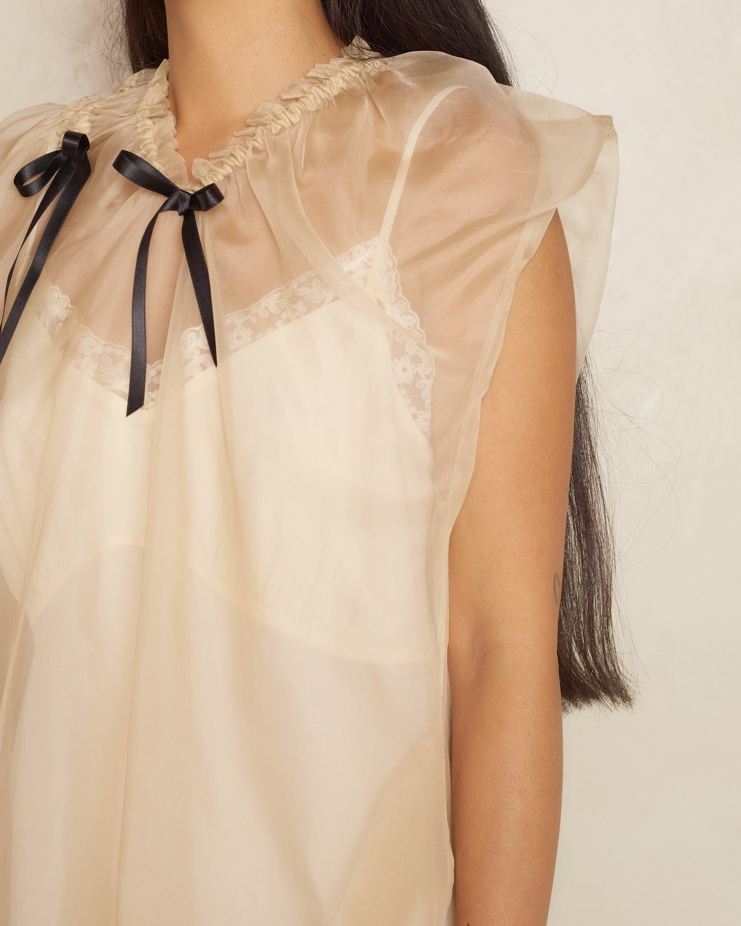 Biscuit Silk Organza Midi Dress