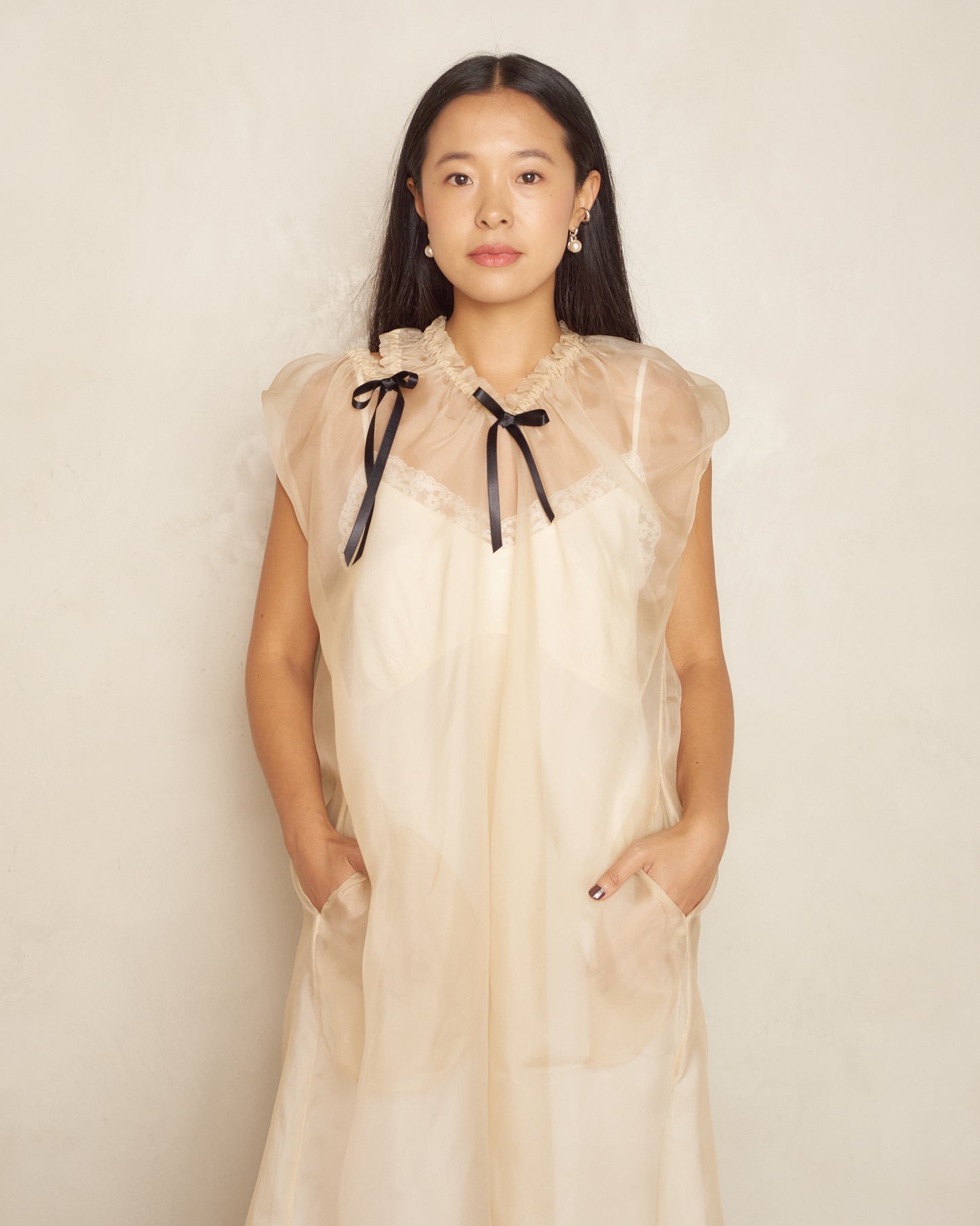 Biscuit Silk Organza Midi Dress