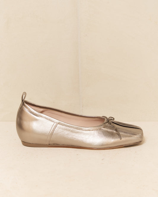 Silver Pleated Ballerina Shoe