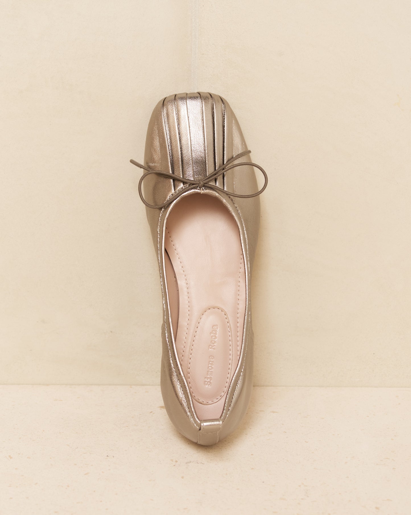 Silver Pleated Ballerina Shoe