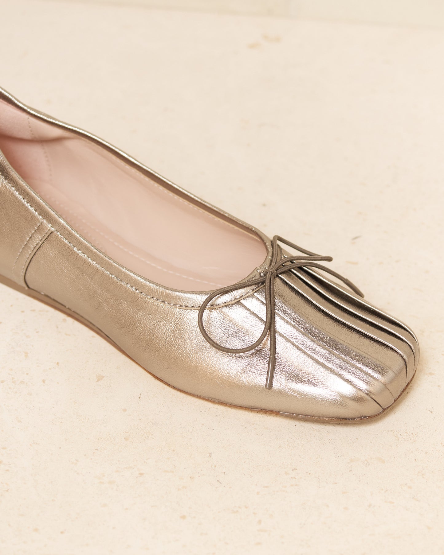 Silver Pleated Ballerina Shoe