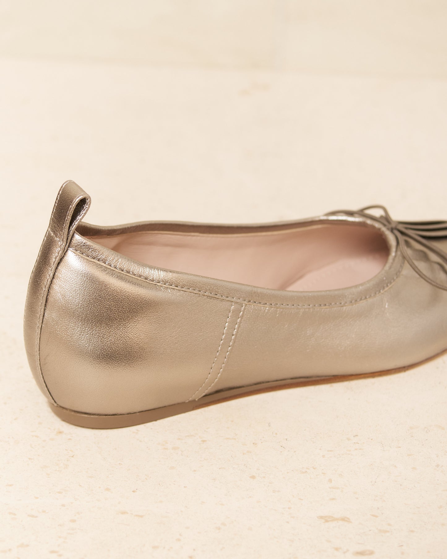 Silver Pleated Ballerina Shoe