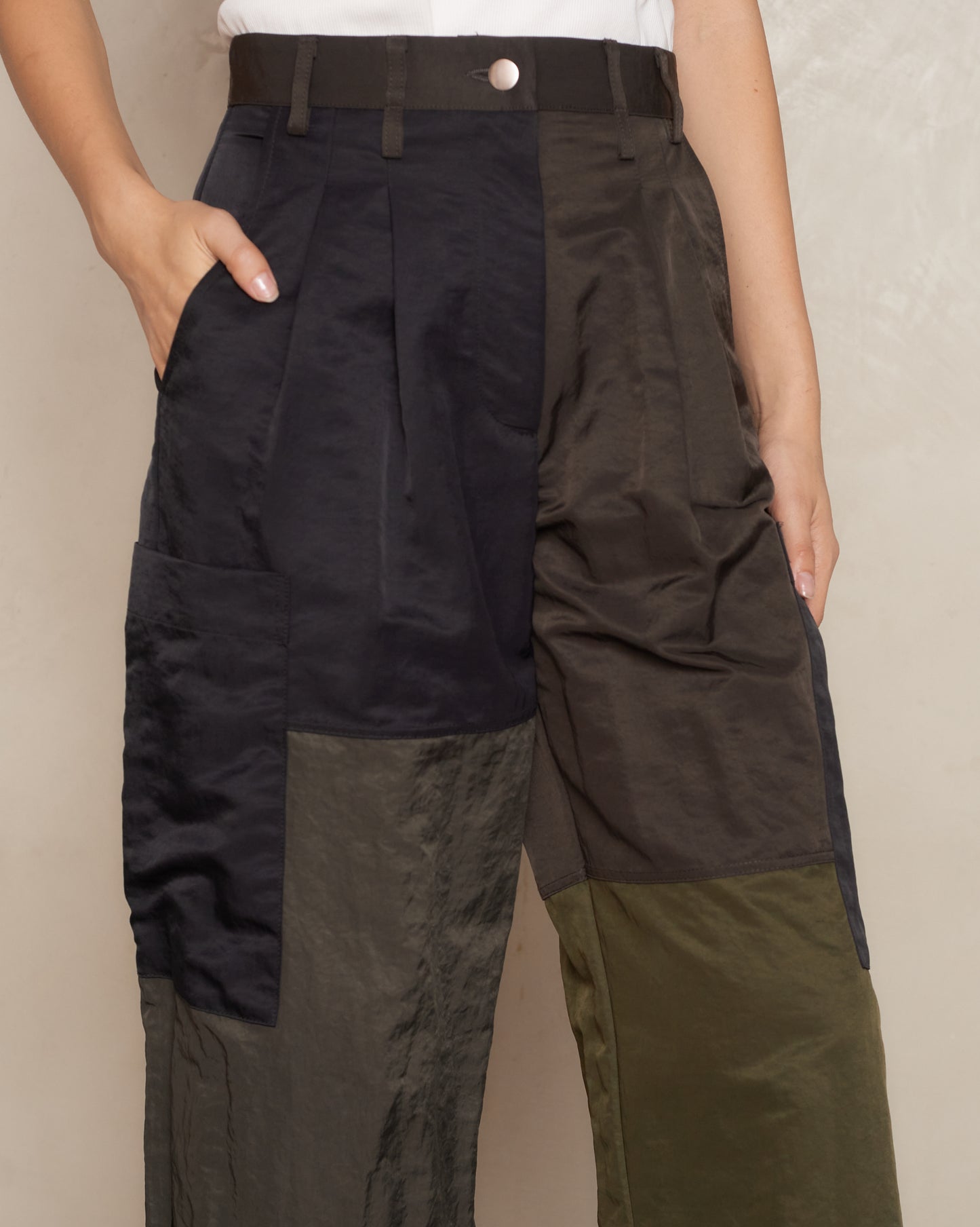 Army Green and Black Patch Pocket Pant