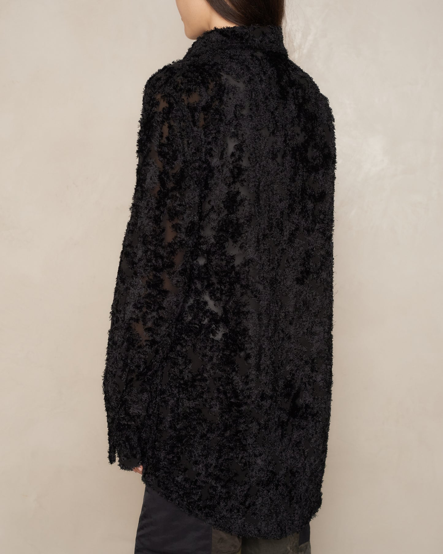 Black Shaggy Long Sleeve Shirt