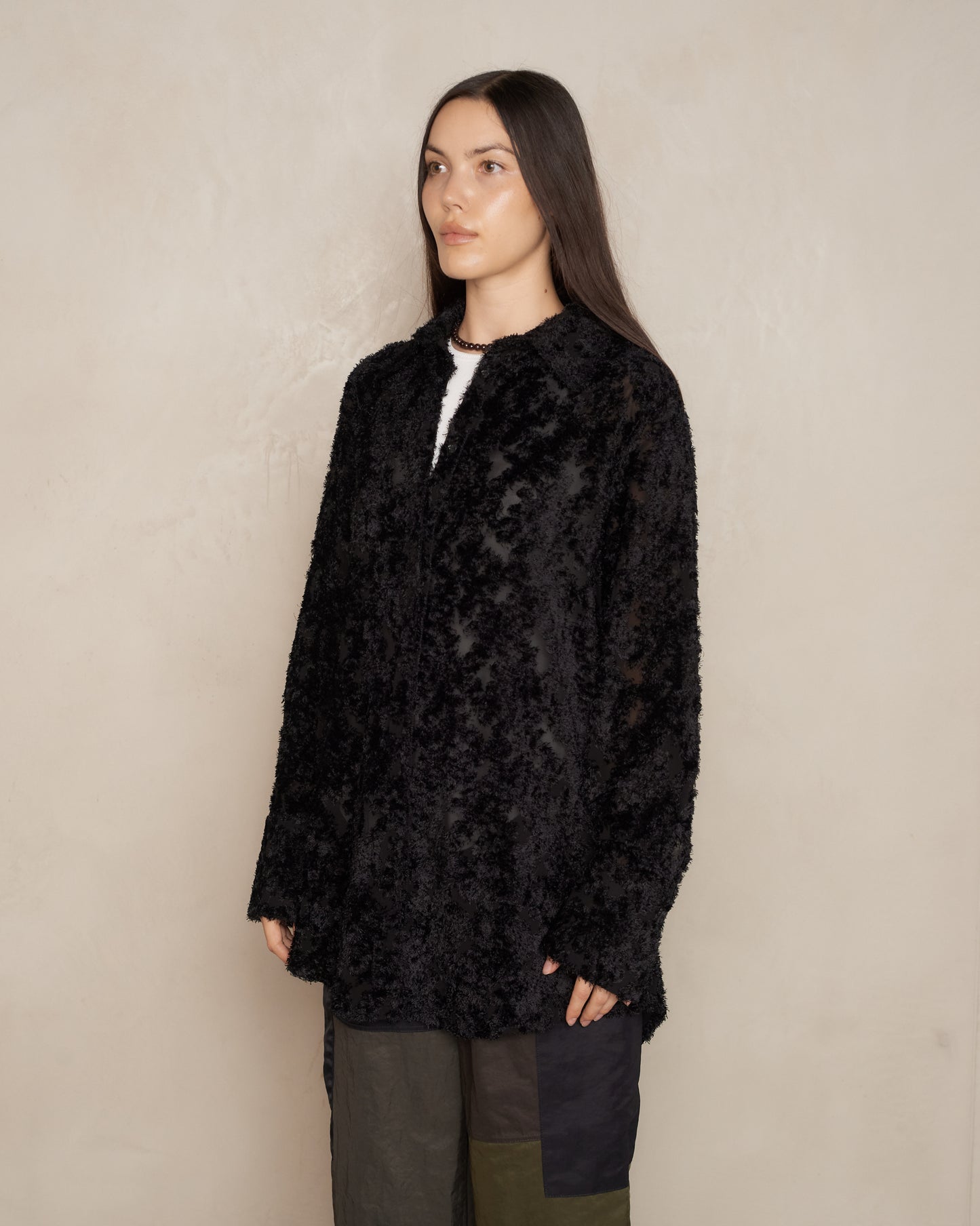 Black Shaggy Long Sleeve Shirt