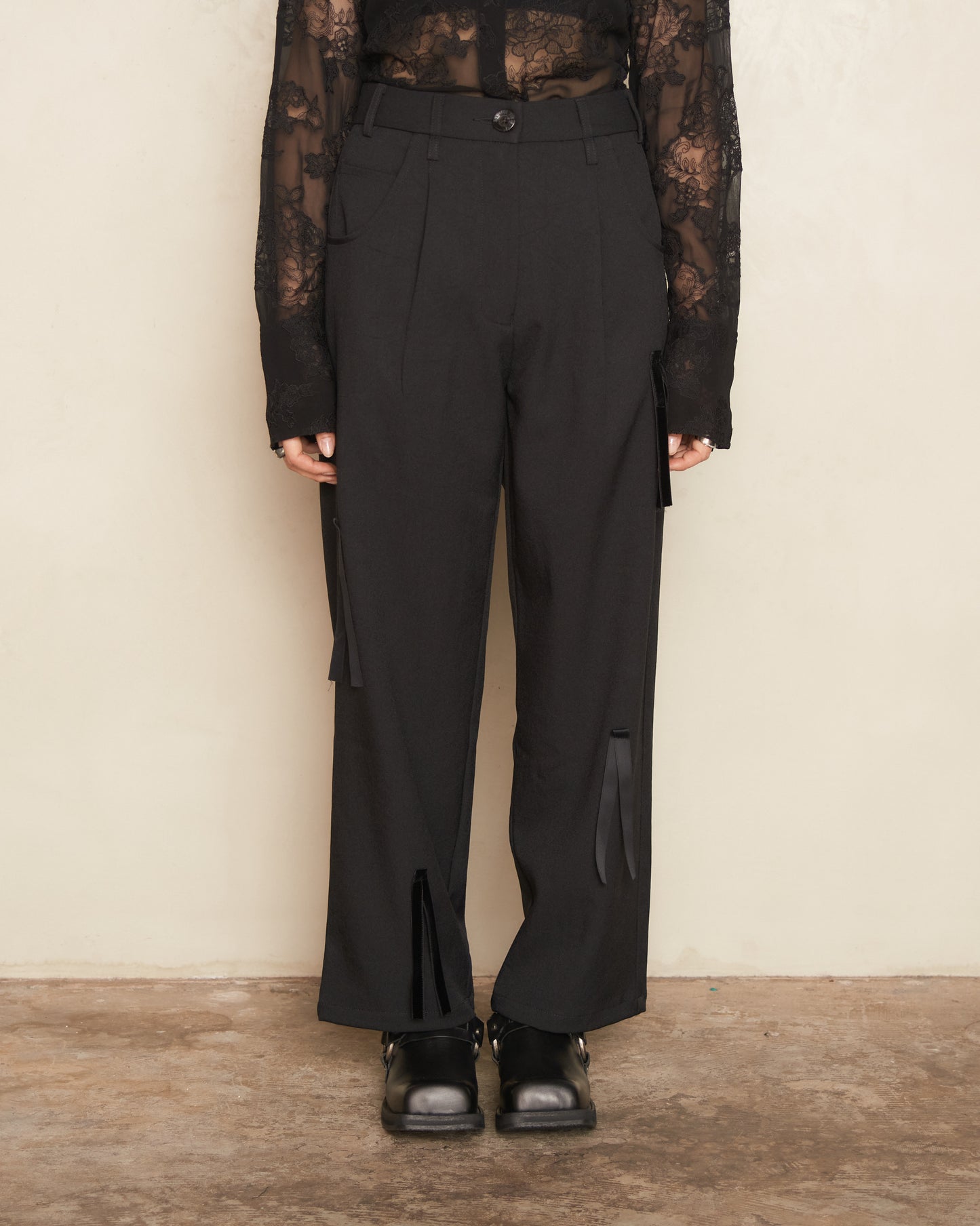 Black Tassel Straight Leg Pants