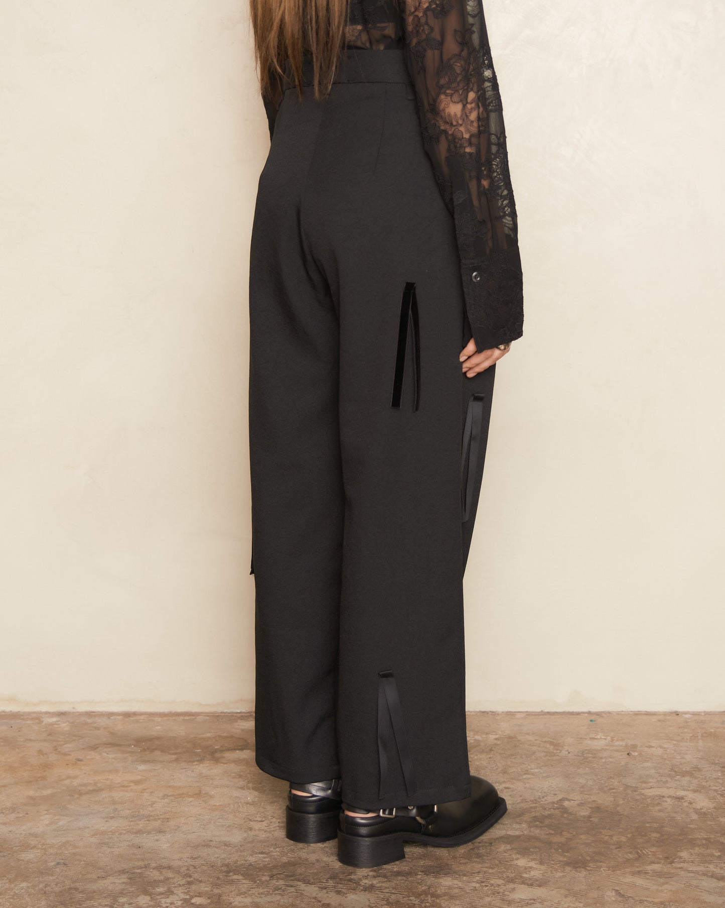 Black Tassel Straight Leg Pants