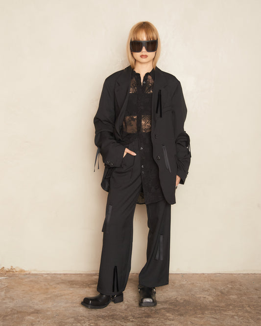 Black Tassel Straight Leg Pants