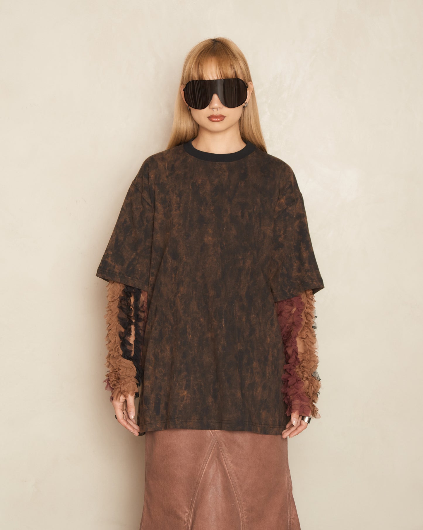 Black Tie-Dye Double Layered T-Shirt