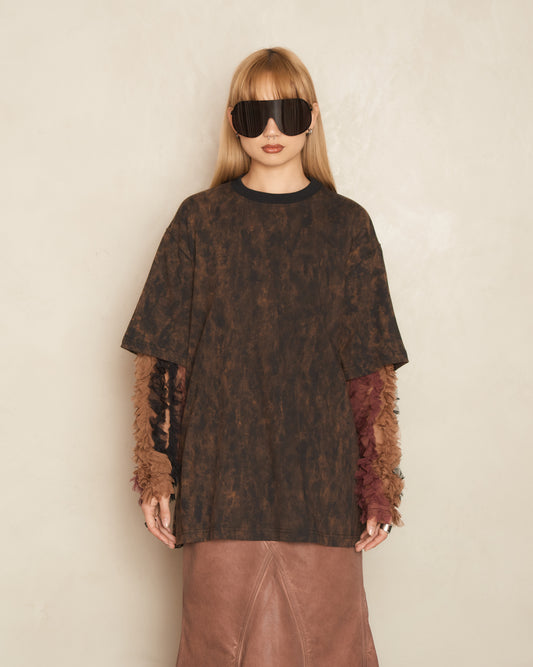 Black Tie-Dye Double Layered T-Shirt