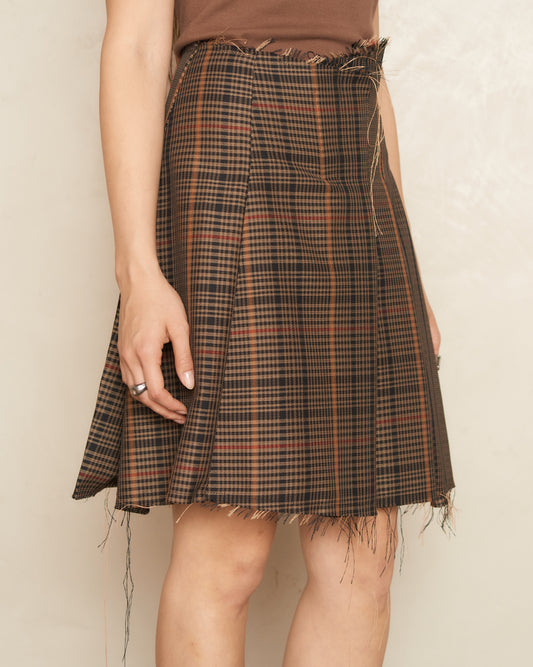 Glen Check Pleated Mini Skirt