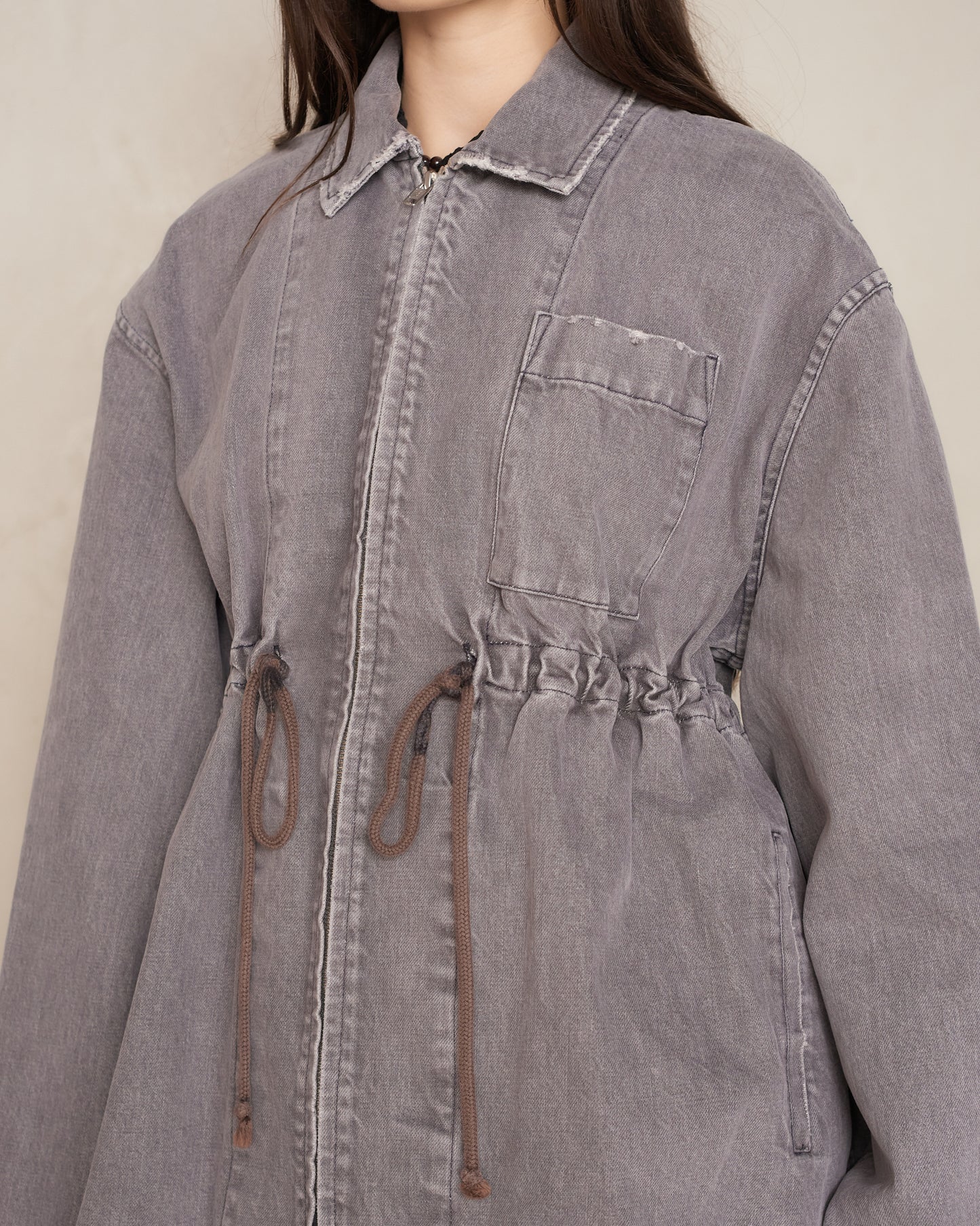 Dark Grey Gathered Jacket