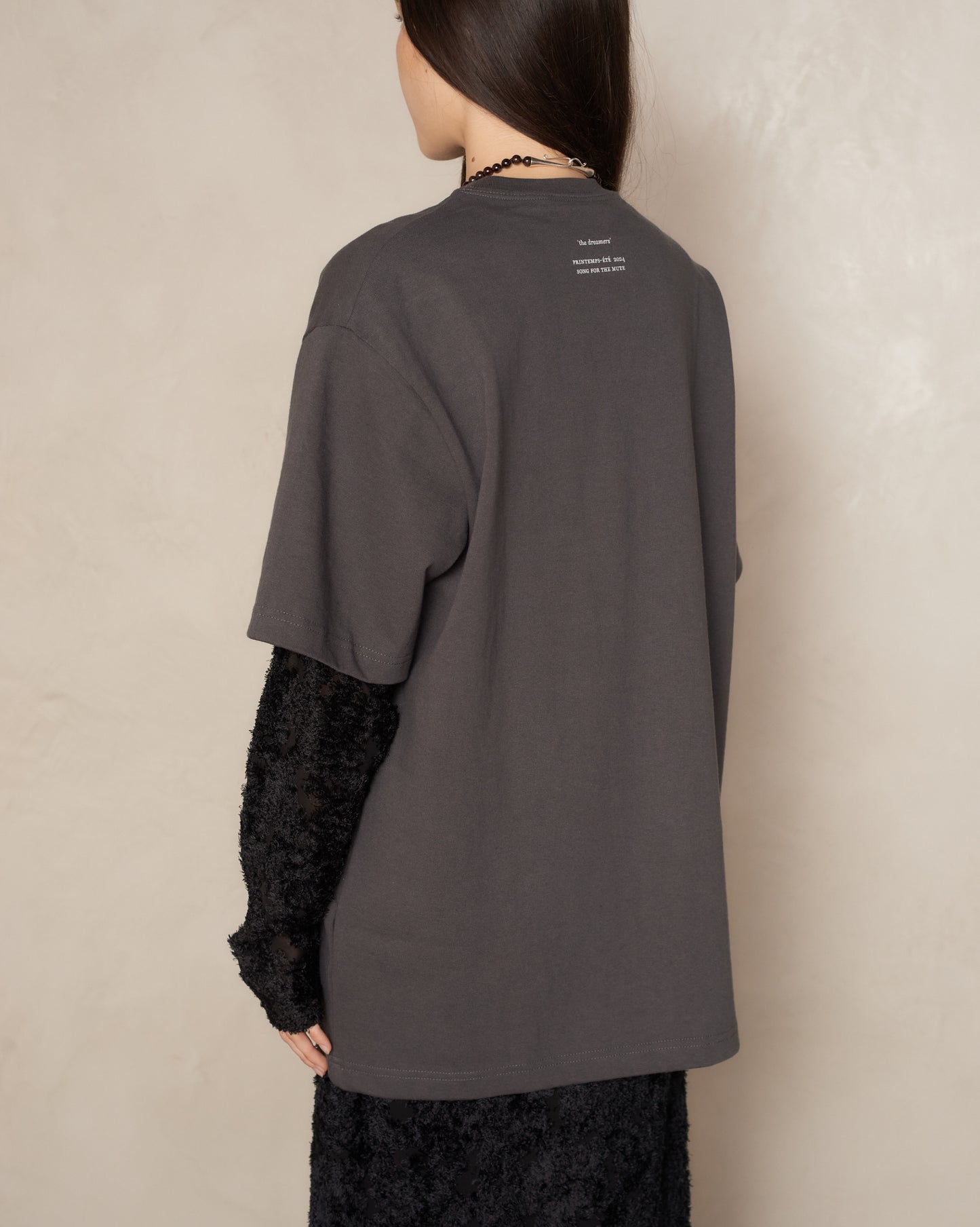 Washed Black Foliage Double Layered T-shirt