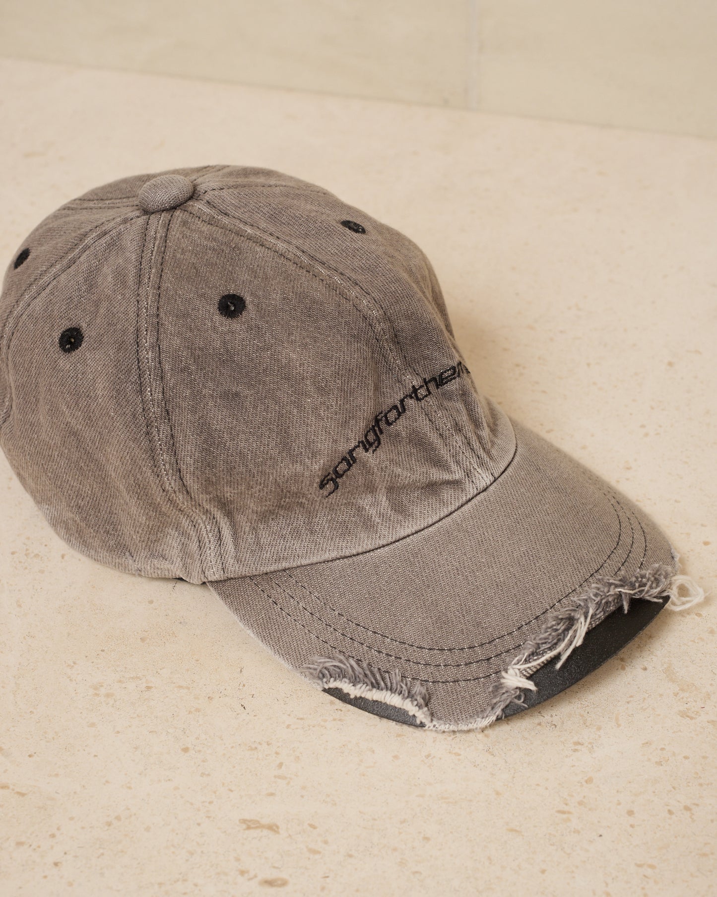 Grey Washed Denim Cap