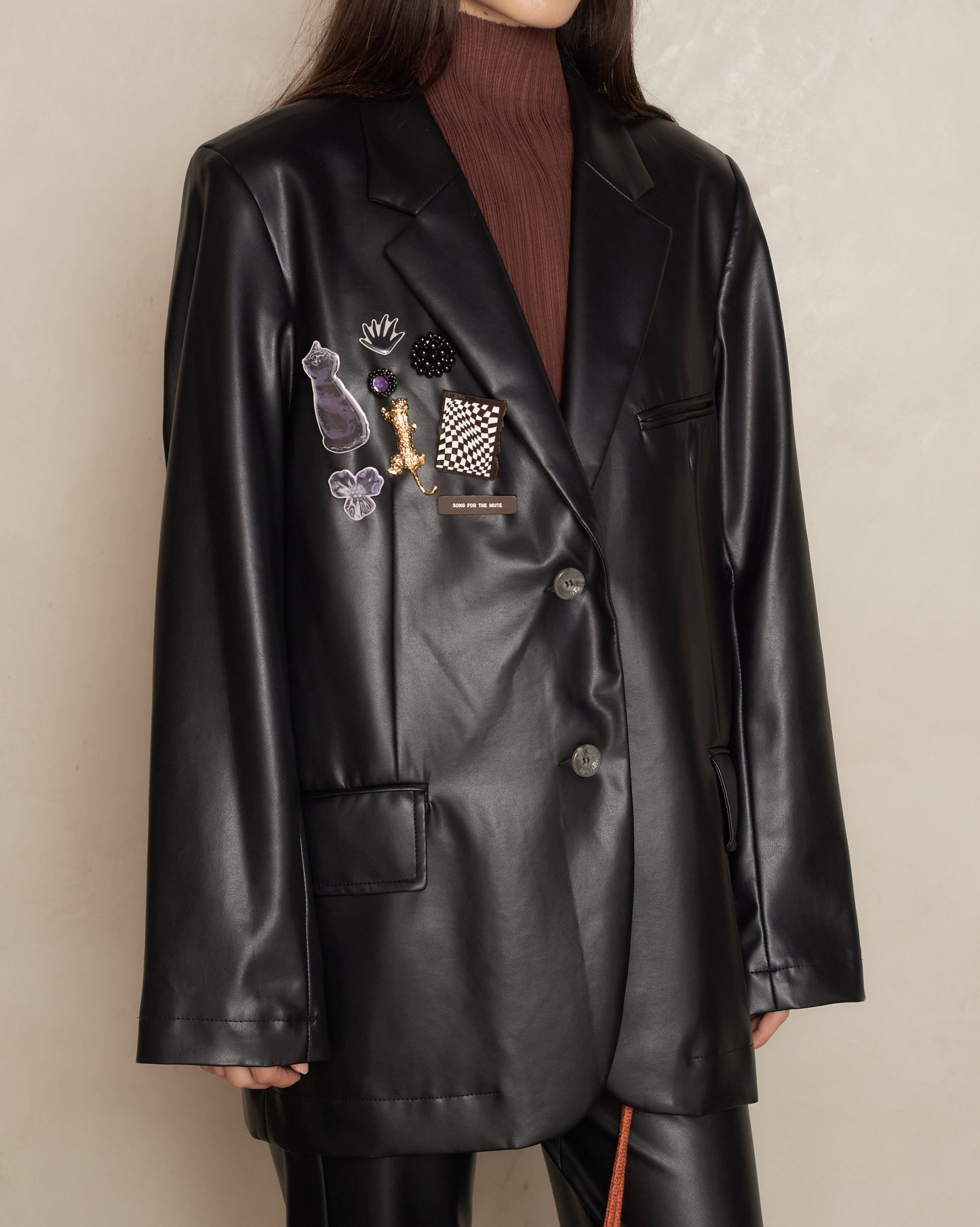 Oversized Vegan Leather Blazer