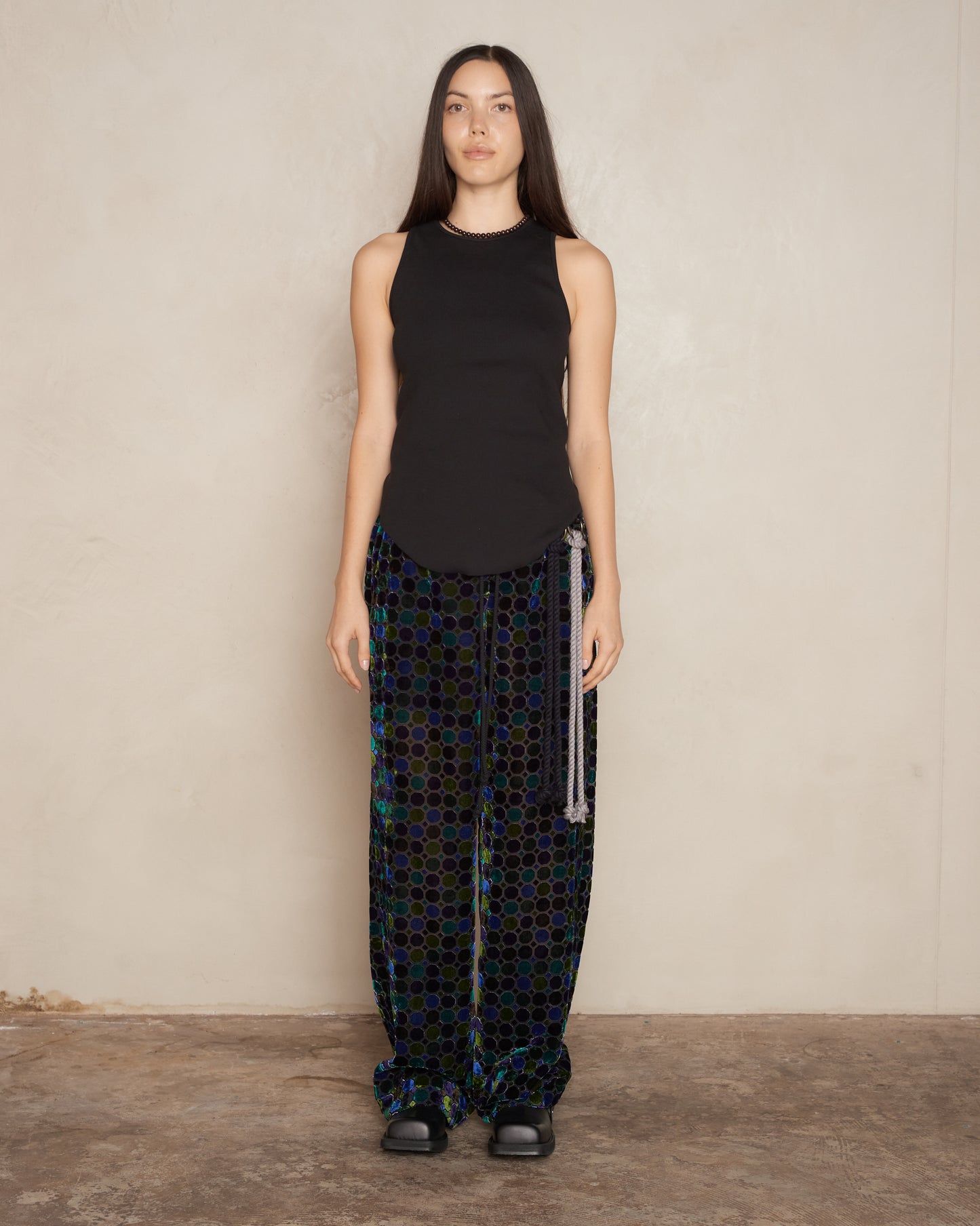 Stained Glass Velvet Wide Leg Track Pant