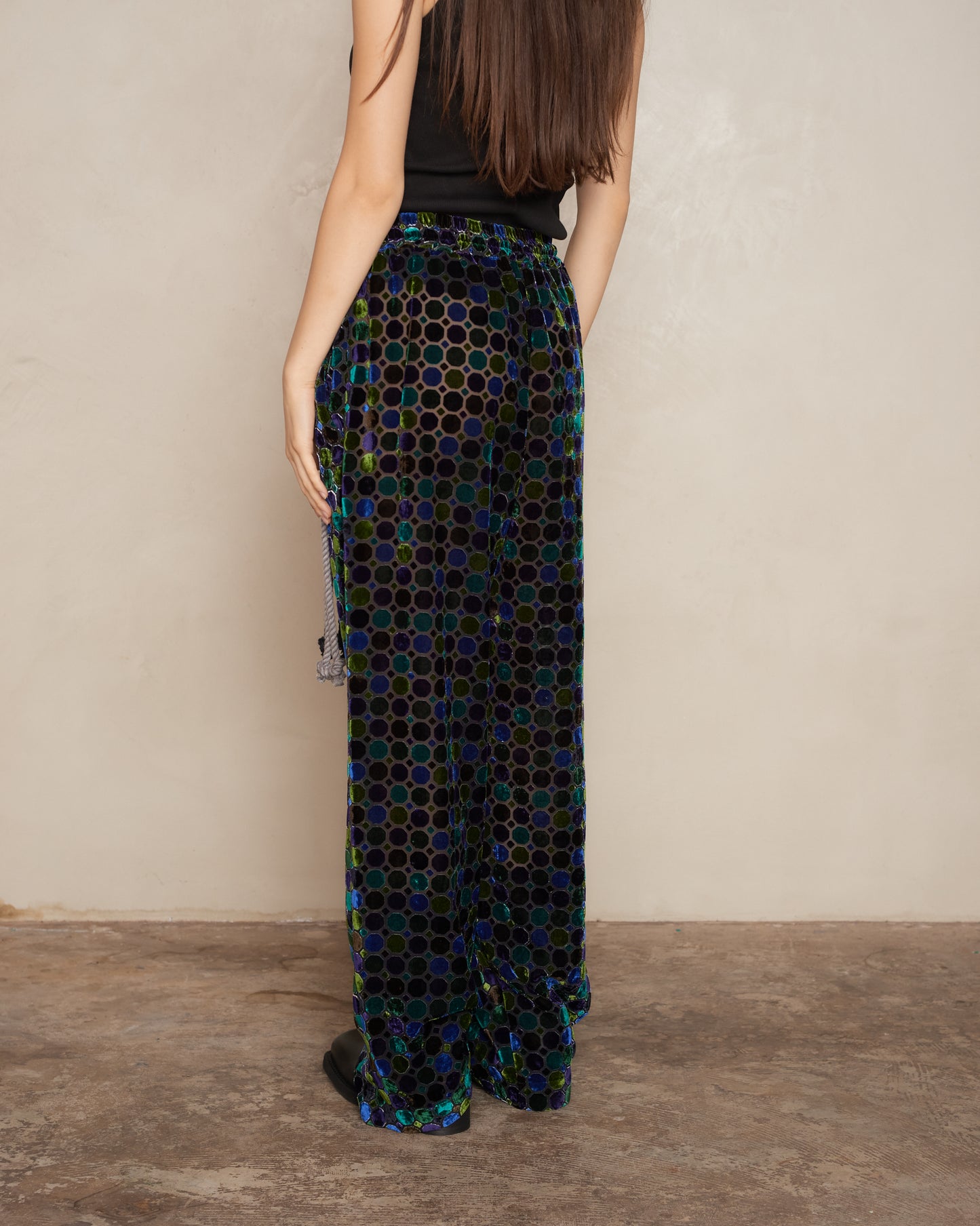 Stained Glass Velvet Wide Leg Track Pant