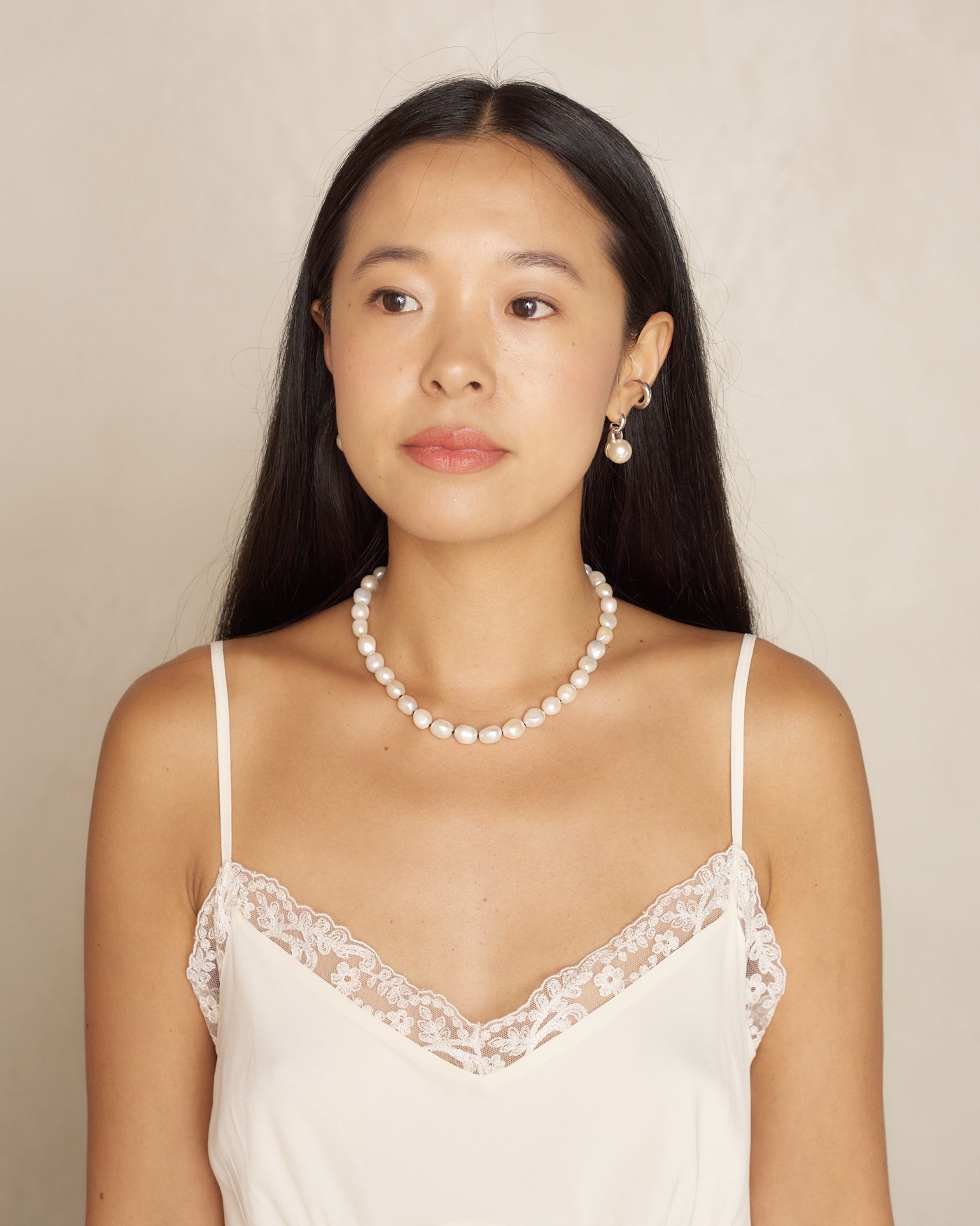 Sterling Silver Simple Baroque Pearl Collar