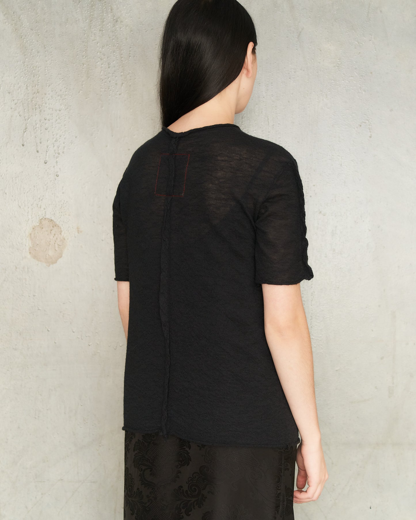 Black Twisted Seam Knit T-Shirt