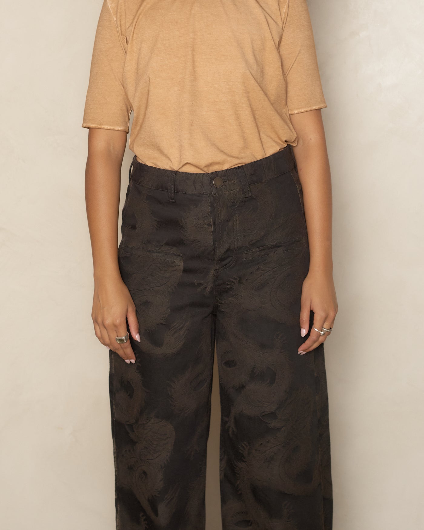 Brown & Black Denim Ball Pants